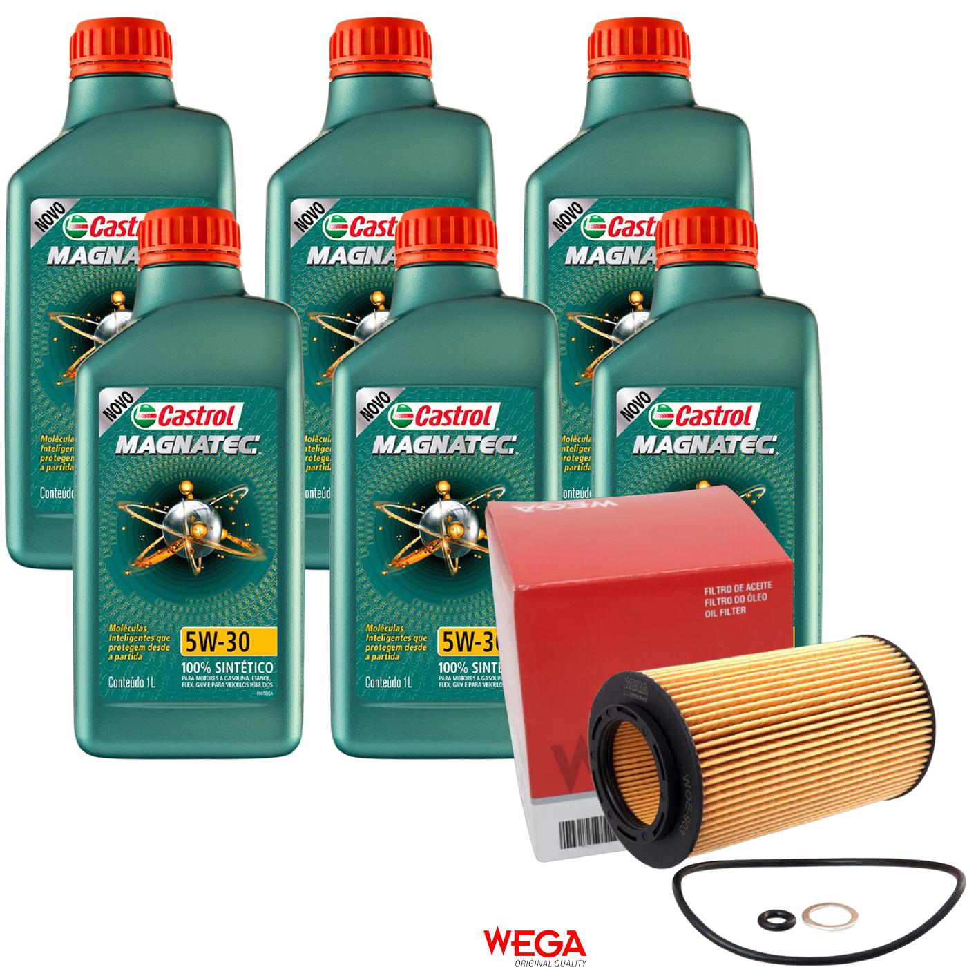 Kit Filtro e 6L Óleo Motor 5W30 Magnatec - Castrol / Wega - 3434565 / WOE-903