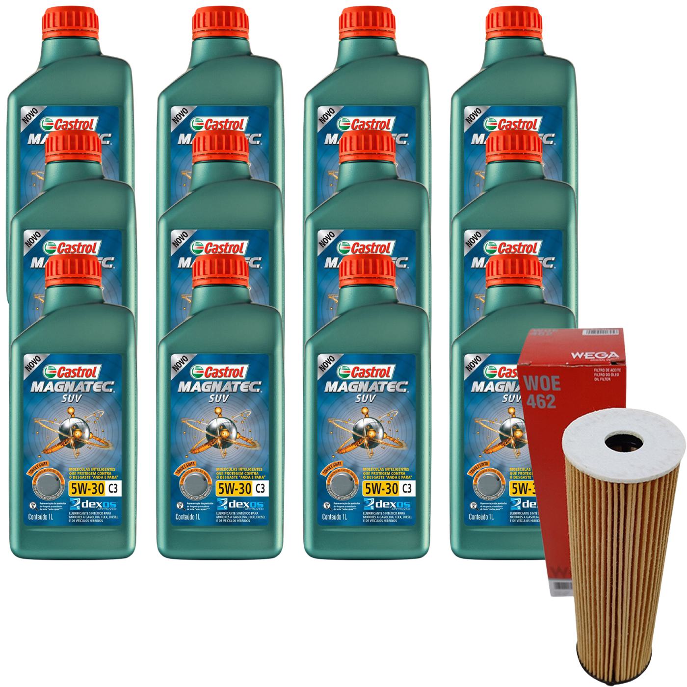 Kit Filtro e 12L Óleo Motor 5W30 Magnatec - Castrol / Wega - 3430831 / WOE462