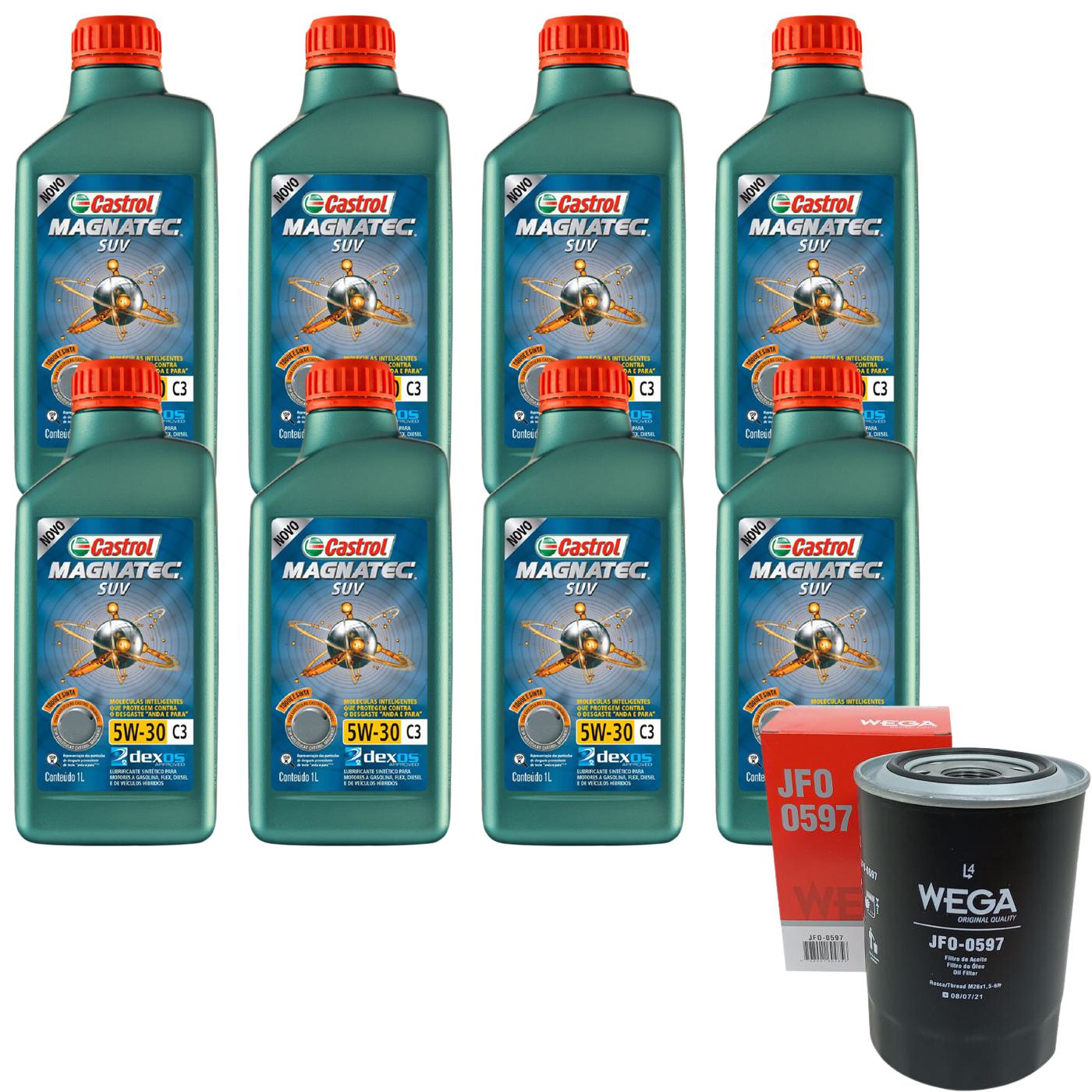 Kit Filtro e 8L Óleo Motor 5W30 Magnatec - Castrol / Wega - 3430831 / JFO-0597