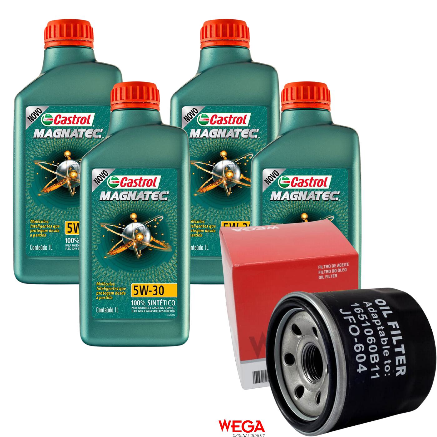 Kit Filtro e 4L Óleo Motor 5W30 Magnatec - Castrol / Wega - 3434565 / JFO-0604