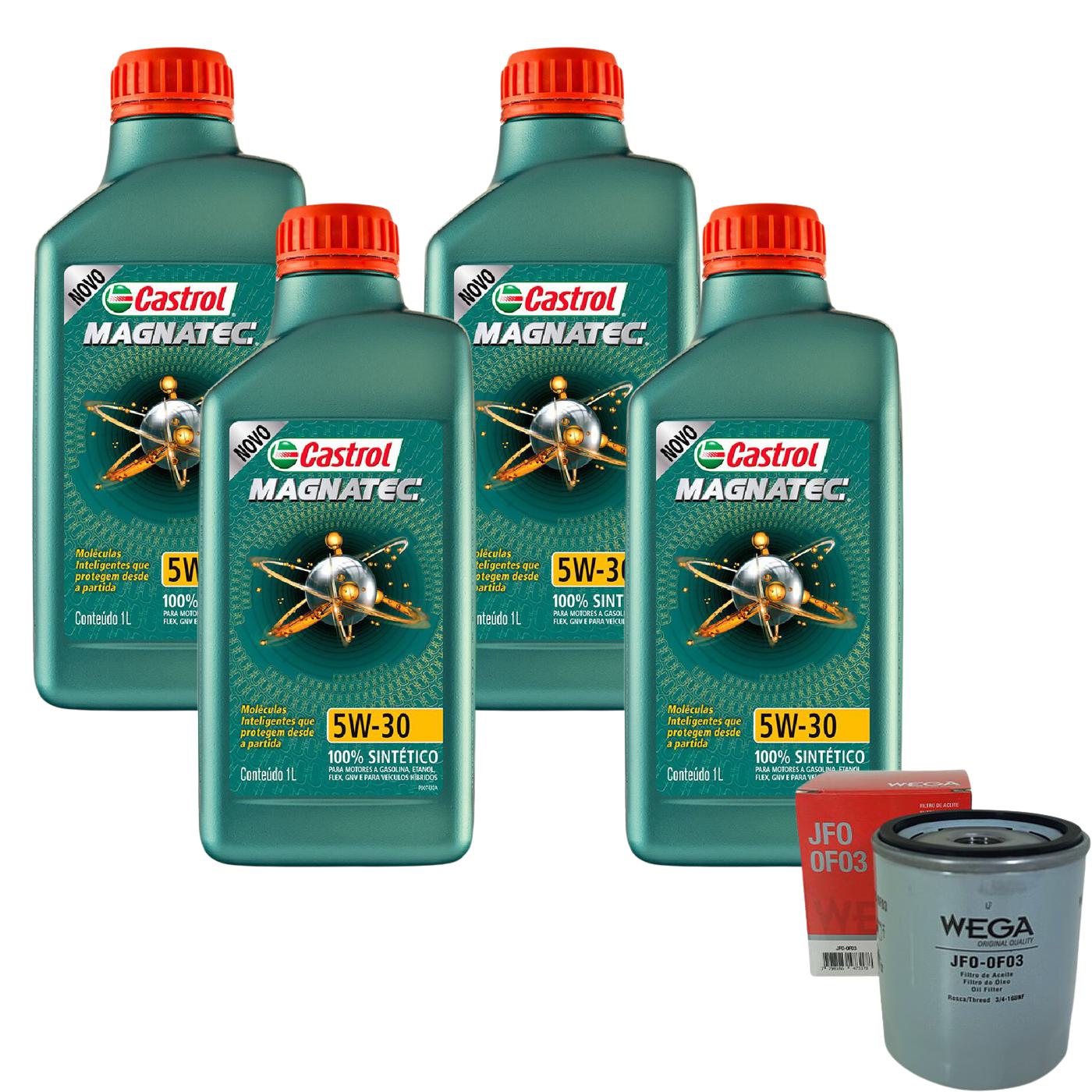 Kit Filtro e 4L Óleo Motor 5W30 Magnatec - Castrol / Wega - 3434565 / JFO-0F03