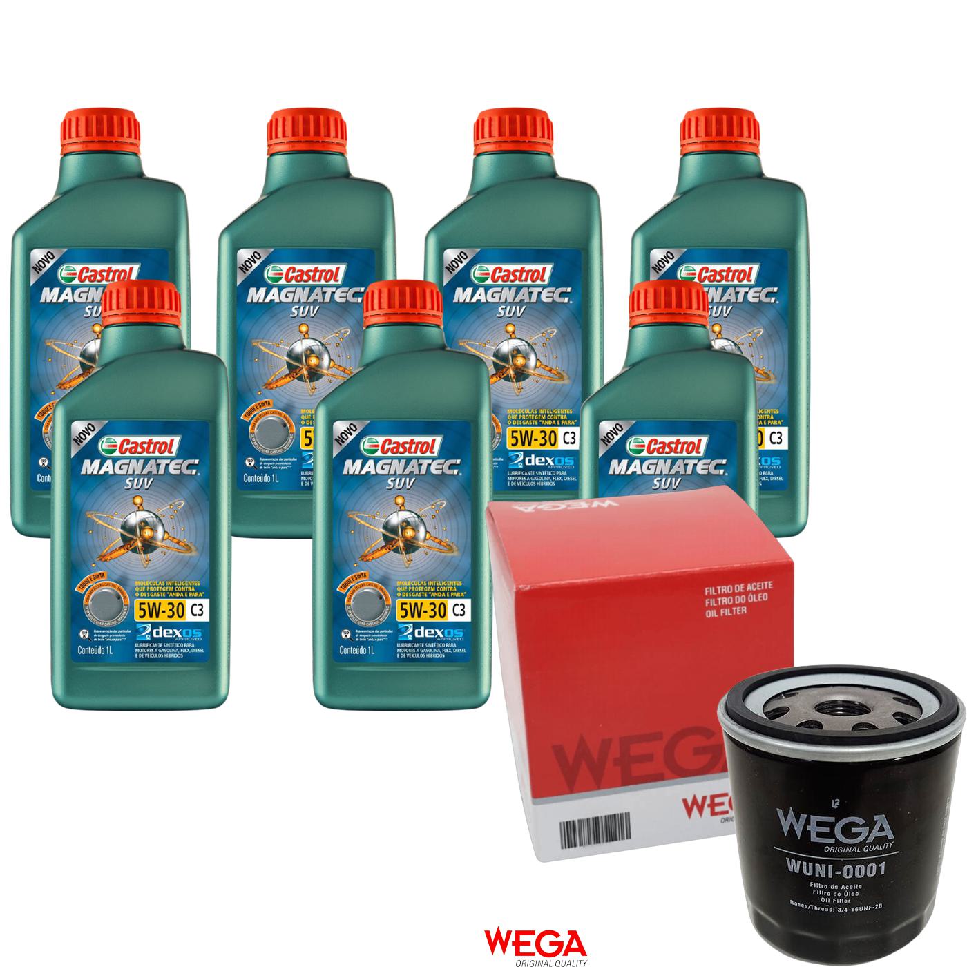 Kit Filtro e 7L Óleo Motor 5W30 Magnatec - Castrol / Wega - 3430831 / WUNI-0001
