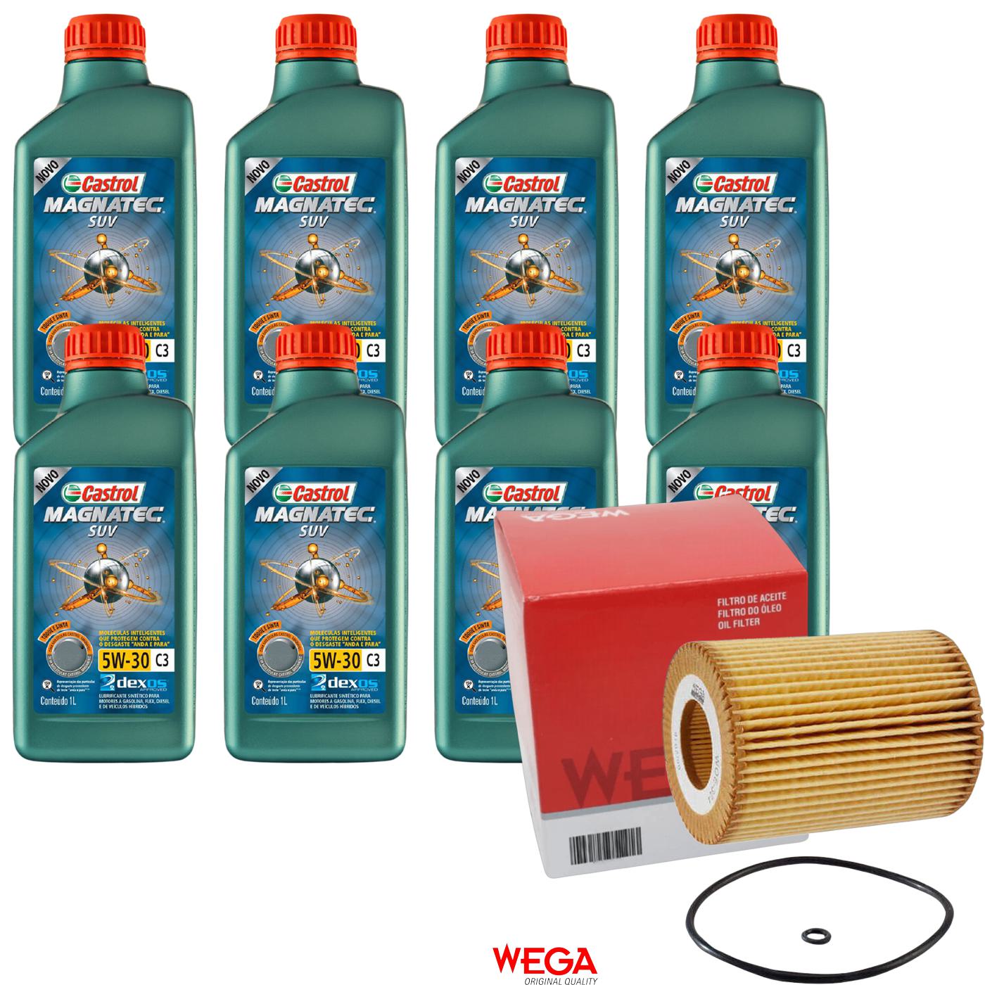 Kit Filtro e 8L Óleo Motor 5W30 Magnatec - Castrol / Wega - 3430831 / WOE-304