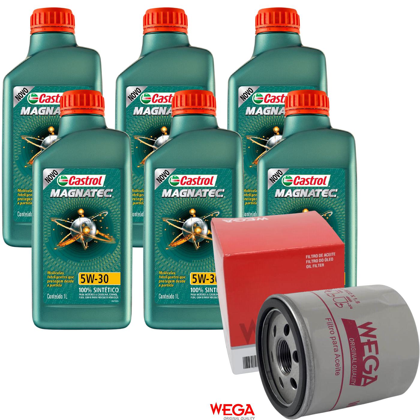 Kit Filtro e 6L Óleo Motor 5W30 Magnatec - Castrol / Wega - 3434565 / WO-133