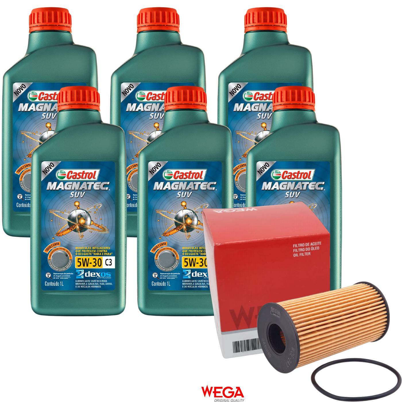Kit Filtro e 6L Óleo Motor 5W30 Magnatec - Castrol / Wega - 3430831 / WOE-247