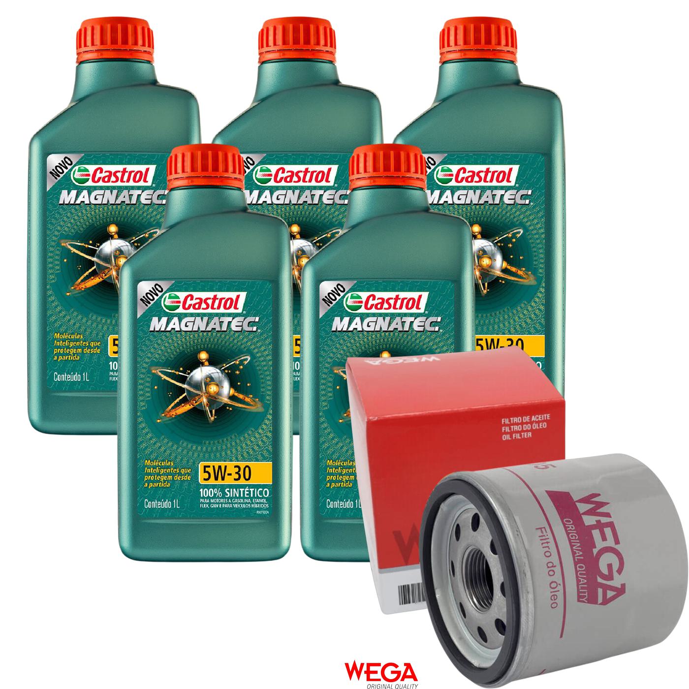 Kit Filtro e 5L Óleo Motor 5W30 Magnatec - Castrol / Wega - 3434565 / WO-205