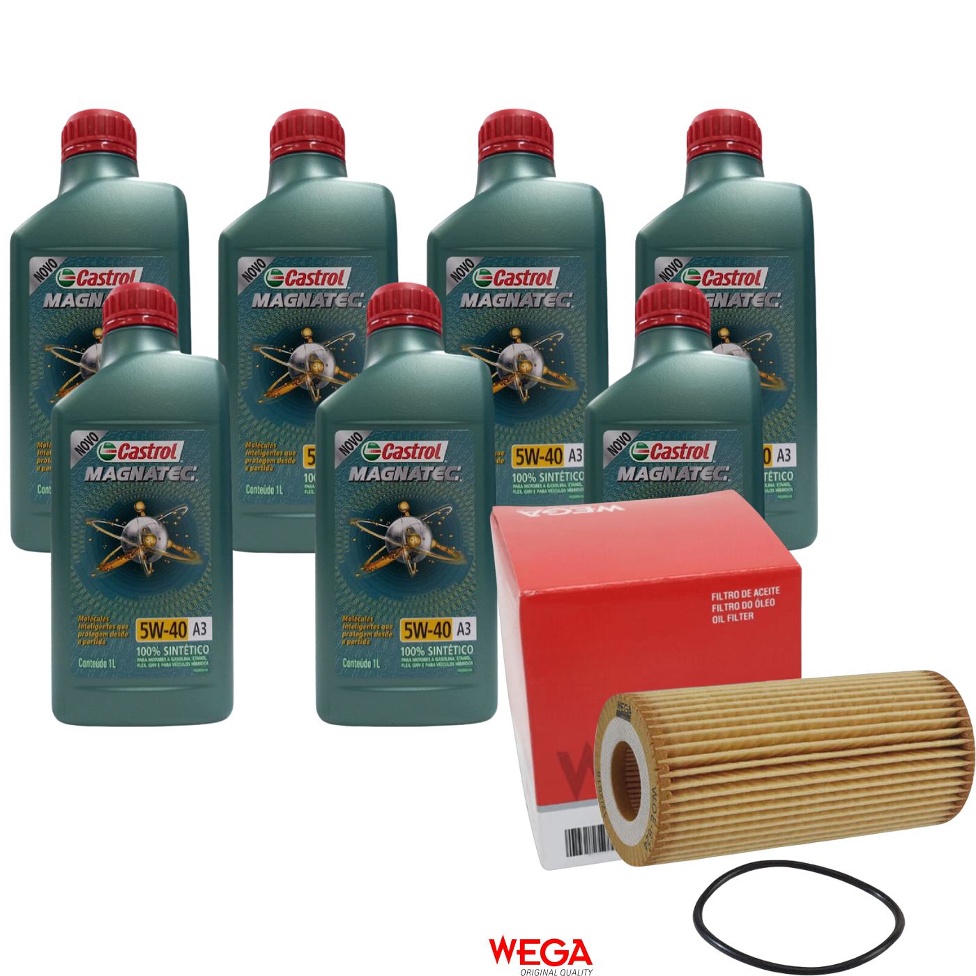 Kit Filtro e 7L Óleo Motor 5W40 Magnatec - Castrol / Wega - 3436621 / WOE-624