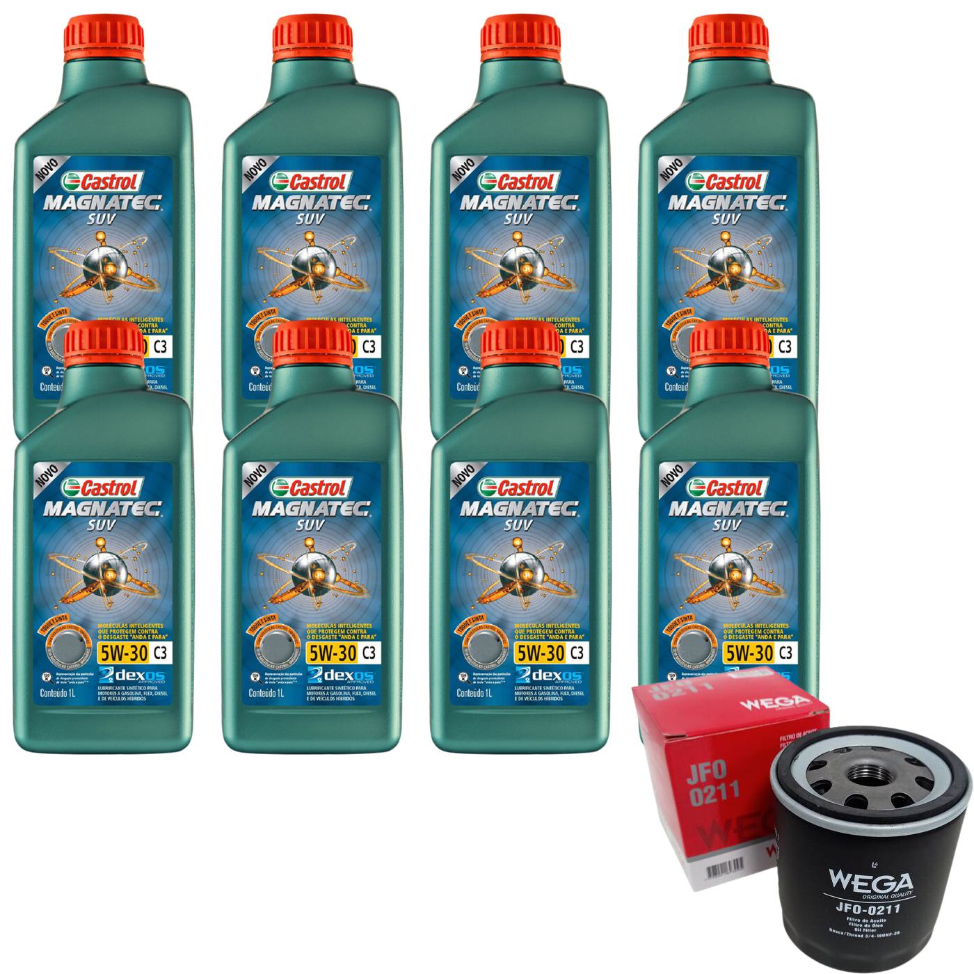 Kit Filtro e 8L Óleo Motor 5W30 Magnatec - Castrol / Wega - 3430831 / JFO-0211