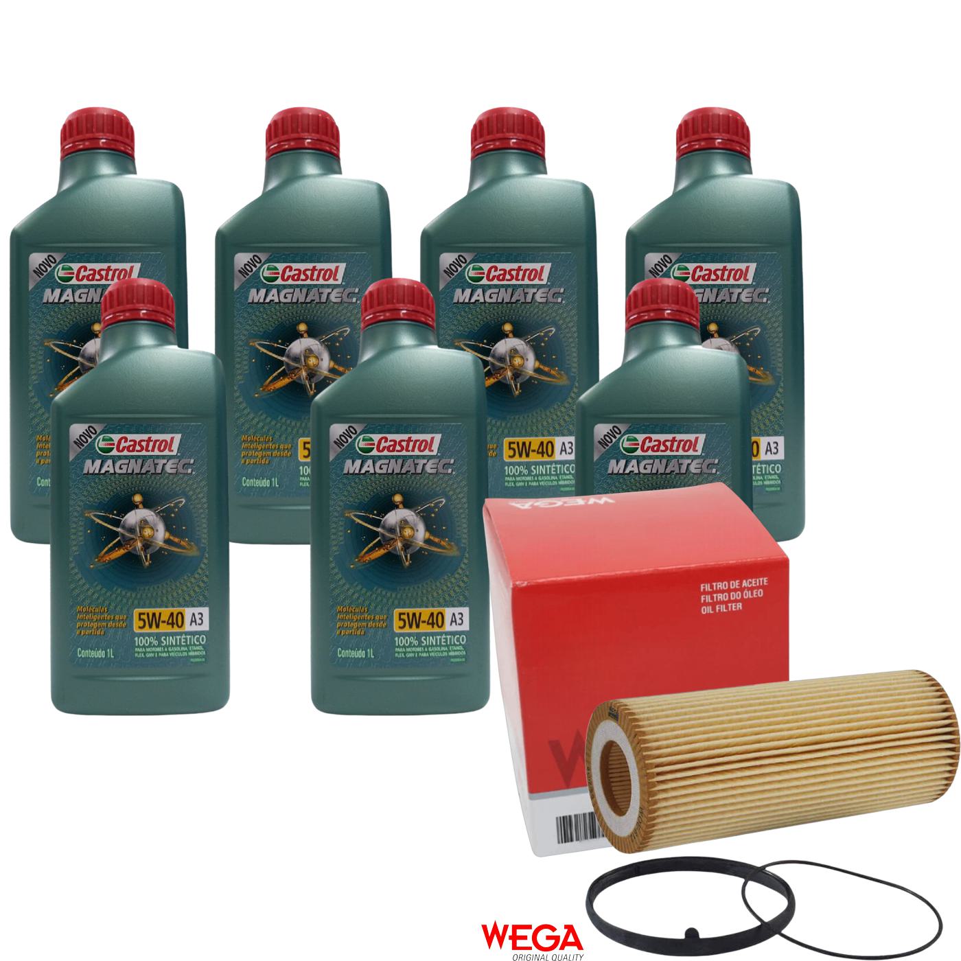 Kit Filtro e 7L Óleo Motor 5W40 Magnatec - Castrol / Wega - 3436621 / WOE-612
