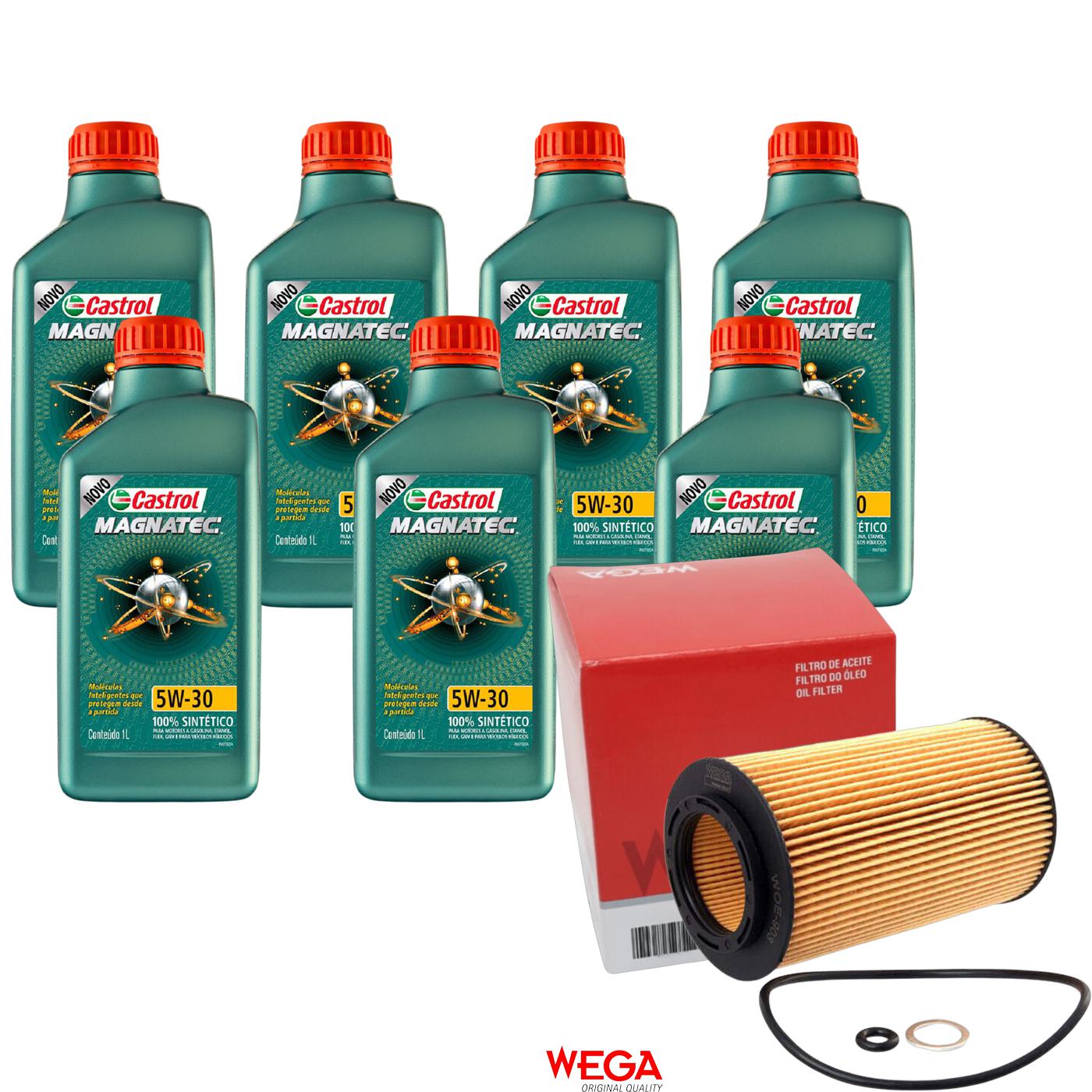 Kit Filtro e 7L Óleo Motor 5W30 Magnatec - Castrol / Wega - 3434565 / WOE-903