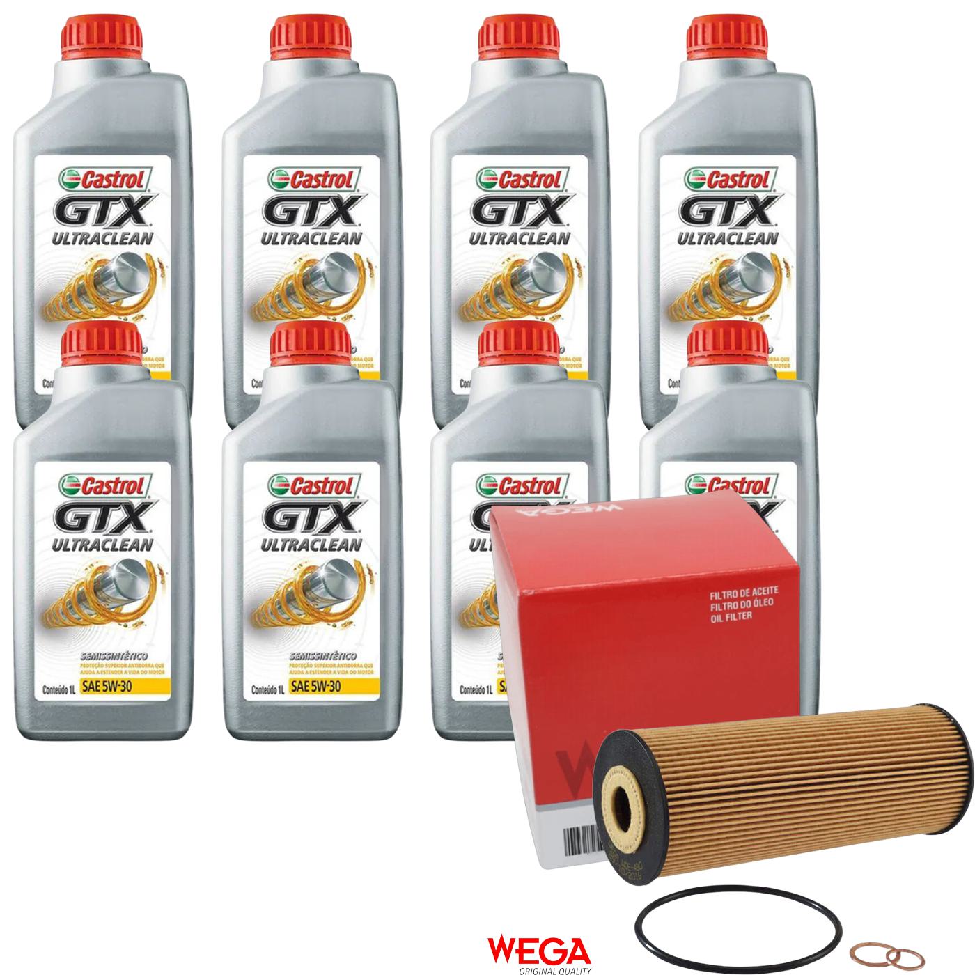 Kit Filtro e 8L Óleo Motor 5W30 GTX - Castrol / Wega - 3435995 / WOE-430
