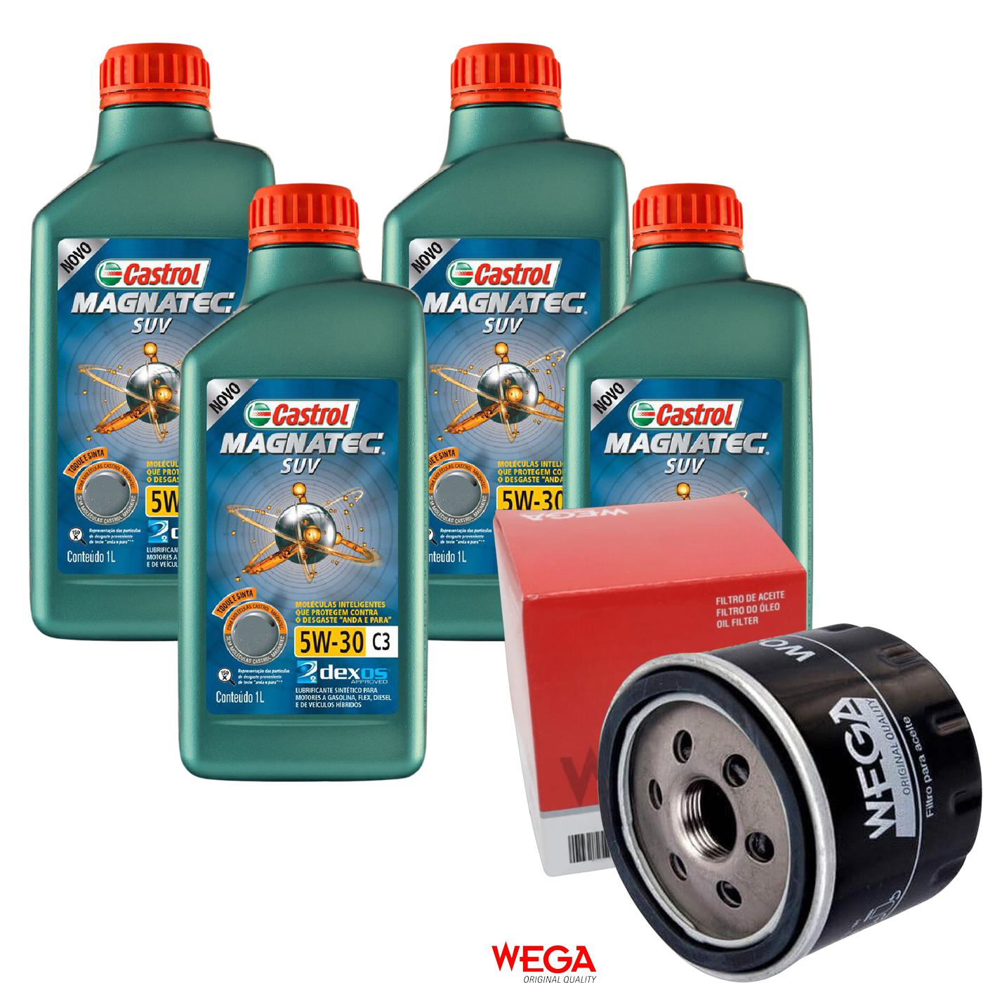 Kit Filtro e 4L Óleo Motor 5W30 Magnatec - Castrol / Wega - 3430831 / WO-121