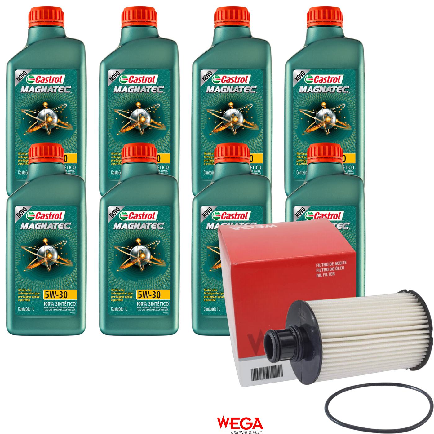 Kit Filtro e 8L Óleo Motor 5W30 Magnatec - Castrol / Wega - 3434565 / WOE-621