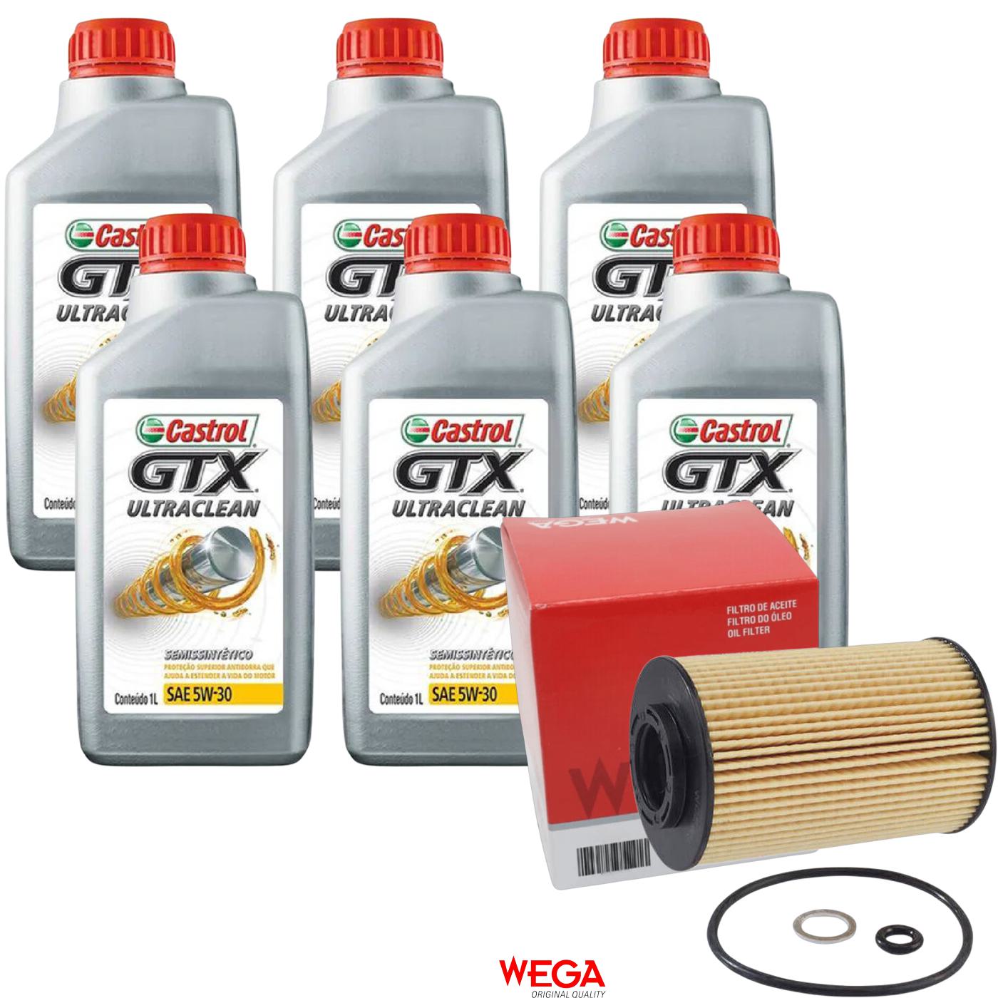 Kit Filtro e 6L Óleo Motor 5W30 GTX - Castrol / Wega - 3435995 / WOE-905