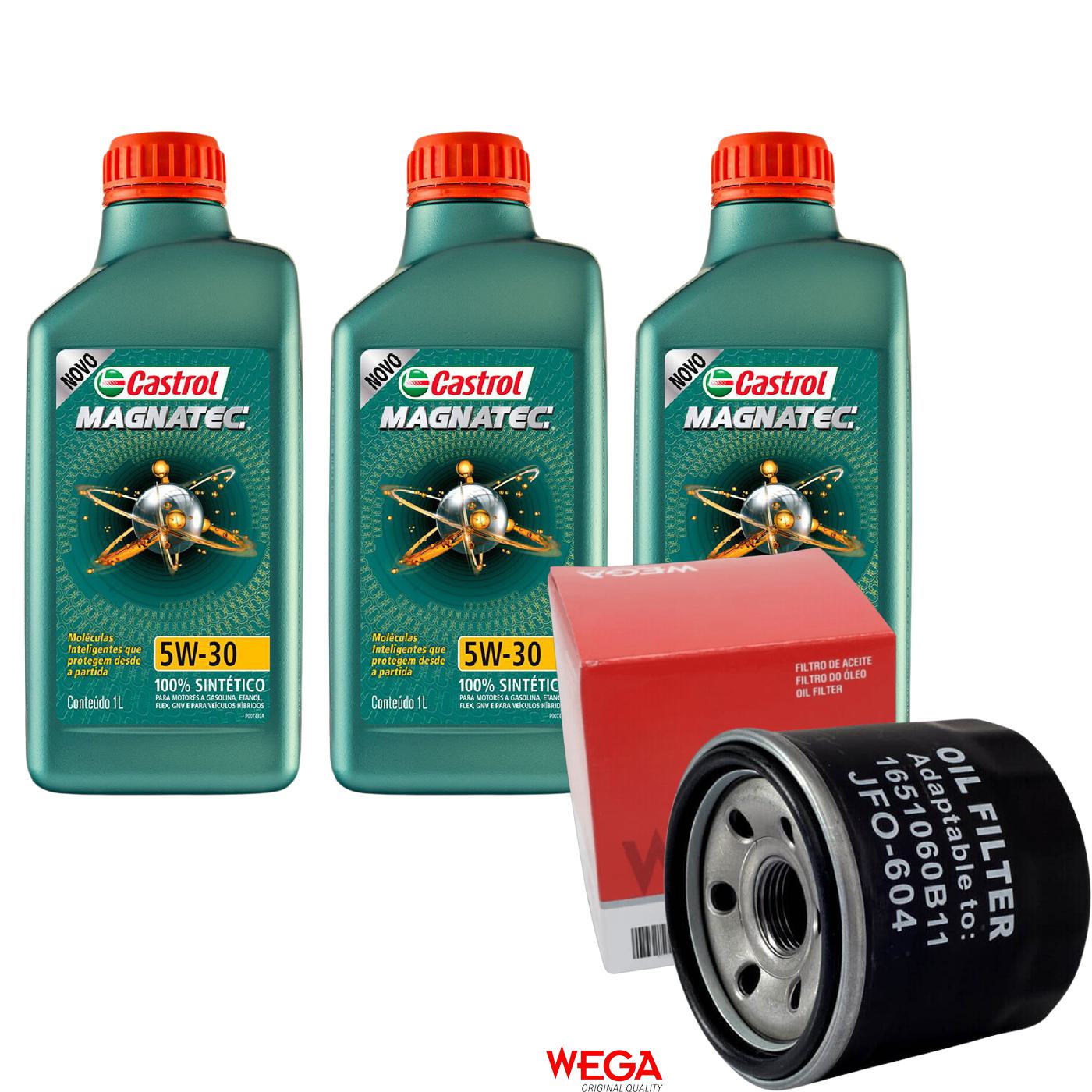 Kit Filtro e 3L Óleo Motor 5W30 Magnatec - Castrol / Wega - 3434565 / JFO-0604