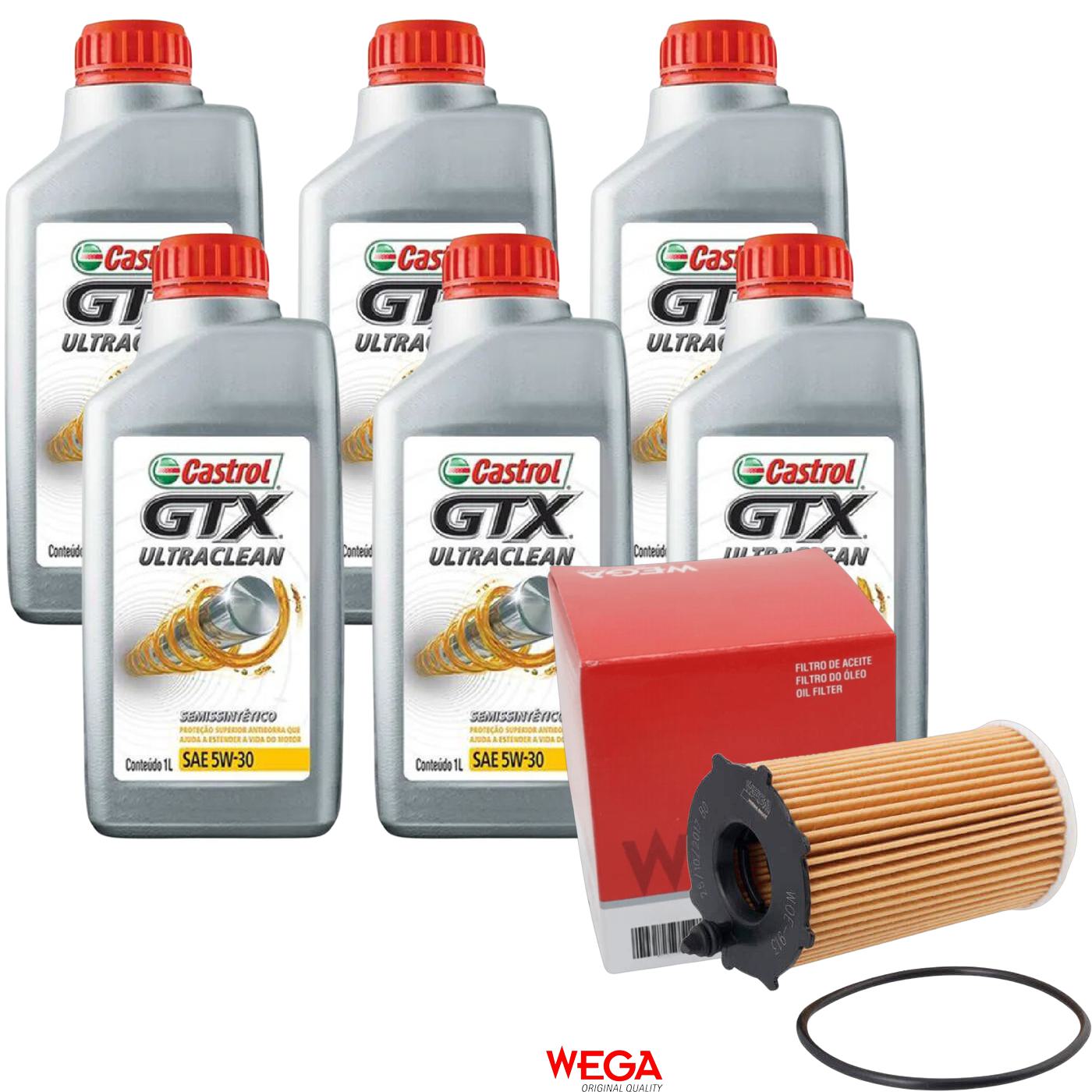 Kit Filtro e 6L Óleo Motor 5W30 GTX - Castrol / Wega - 3435995 / WOE-913