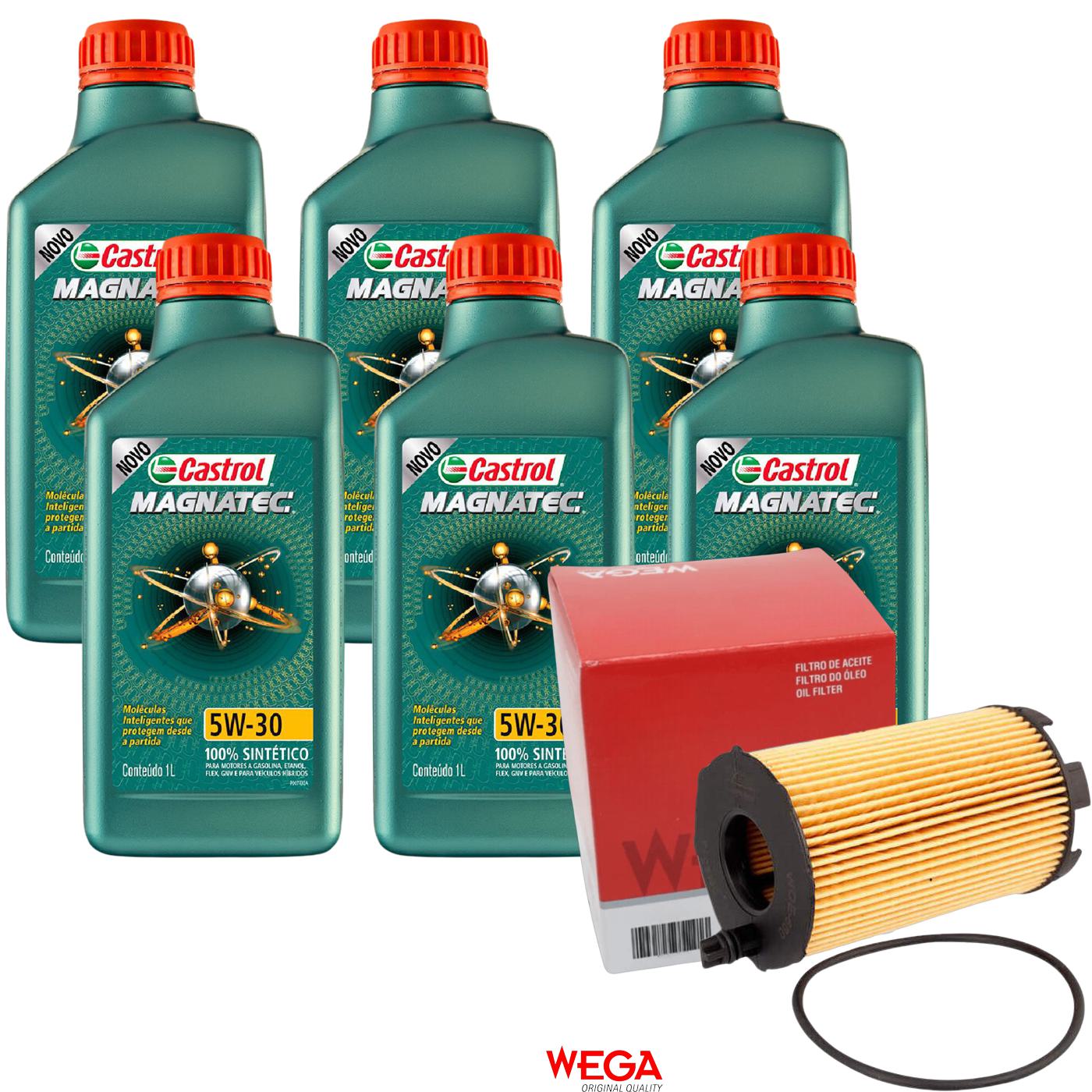 Kit Filtro e 6L Óleo Motor 5W30 Magnatec - Castrol / Wega - 3434565 / WOE-660