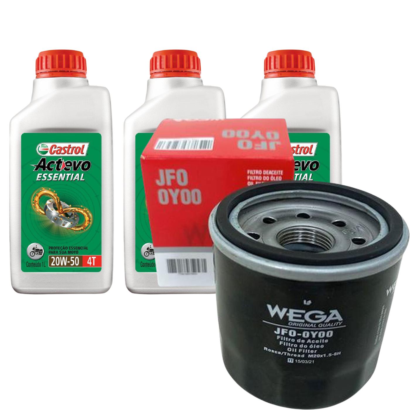 Kit Filtro e 3L Óleo Motor 20W50 Actevo - Castrol / Wega - 3419247 / JFO-0Y00