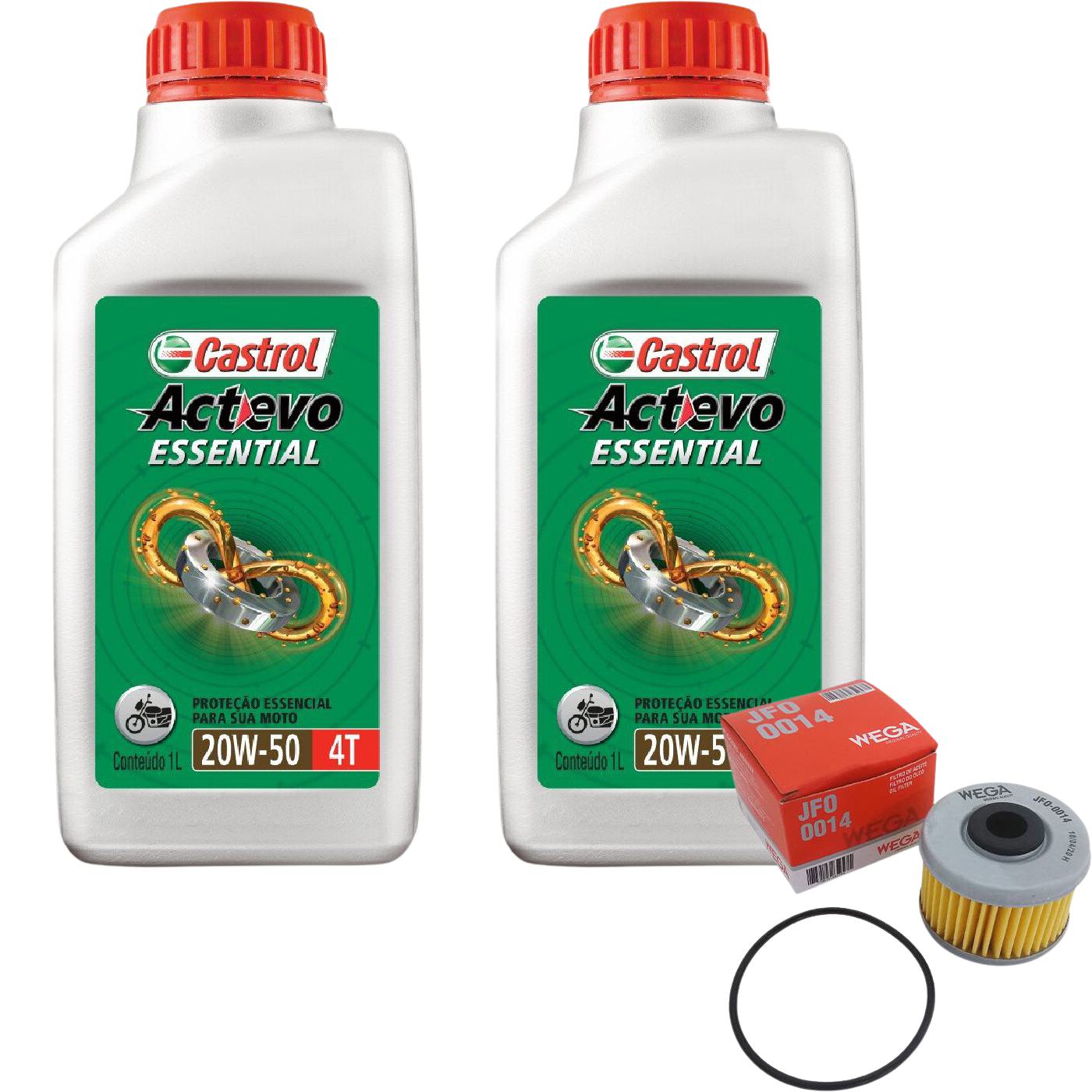 Kit Filtro e 2L Óleo Motor 20W50 Actevo - Castrol / Wega - 3419247 / JFO-0014