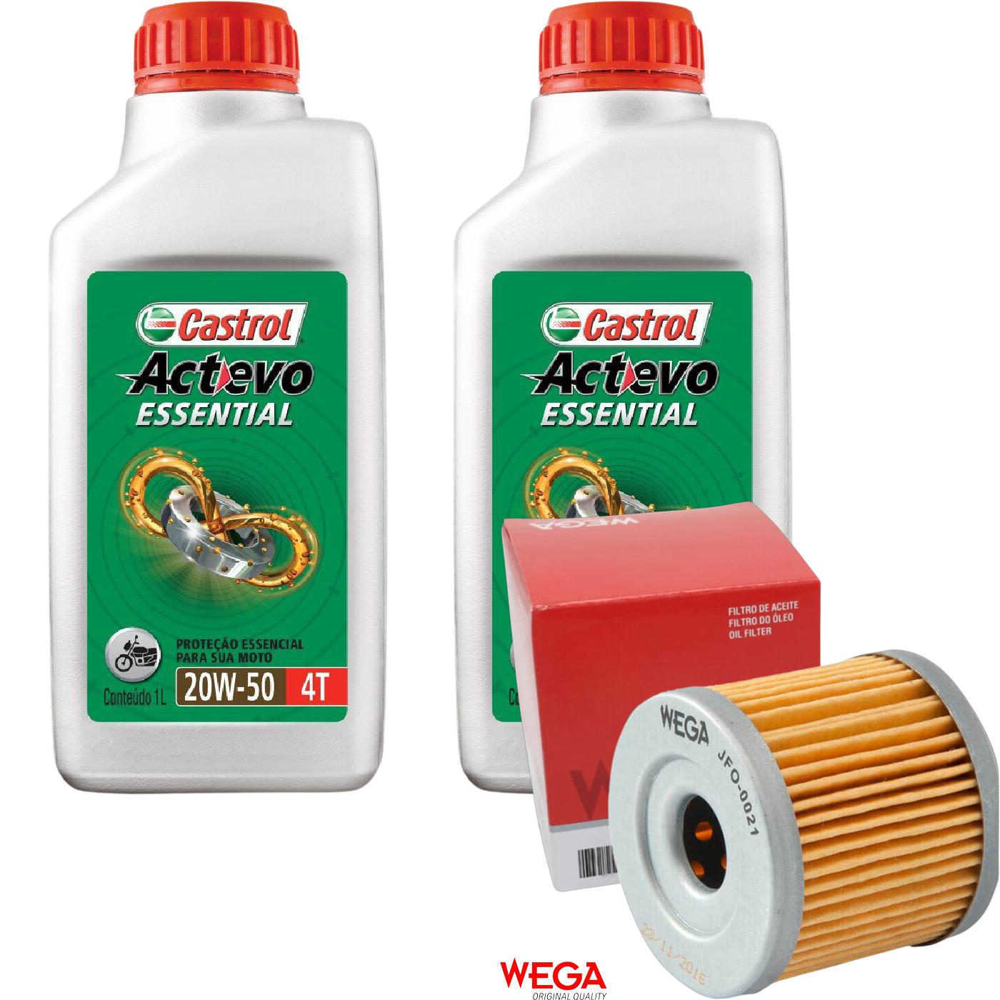 Kit Filtro e 2L Óleo Motor 20W50 Actevo - Castrol / Wega - 3419247 / JFO-0021