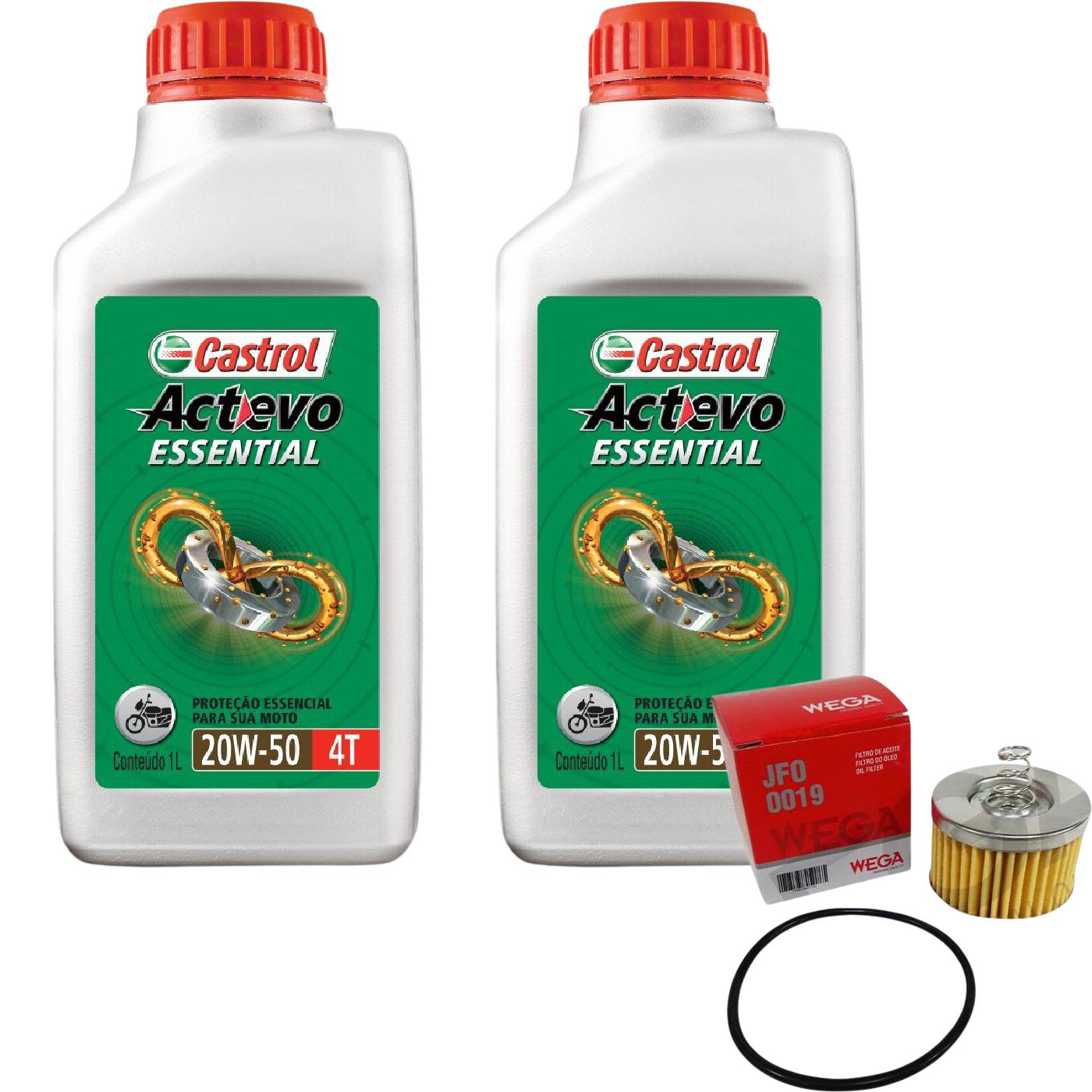 Kit Filtro e 2L Óleo Motor 20W50 Actevo - Castrol / Wega - 3419247 / JFO-0019