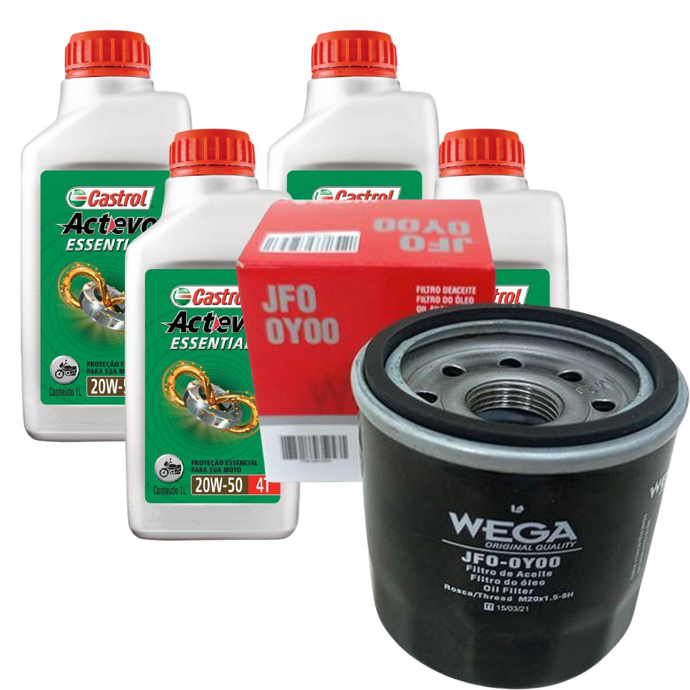 Kit Filtro e 4L Óleo Motor 20W50 Actevo - Castrol / Wega - 3419247 / JFO-0Y00