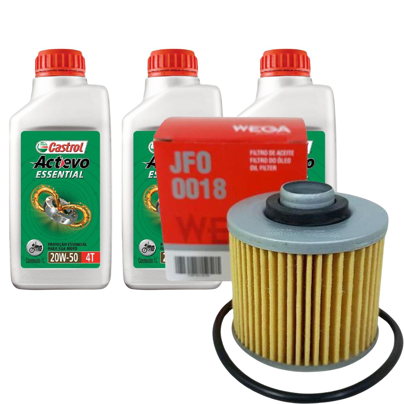 Kit Filtro e 3L Óleo Motor 20W50 Actevo - Castrol / Wega - 3419247 / JFO-0018