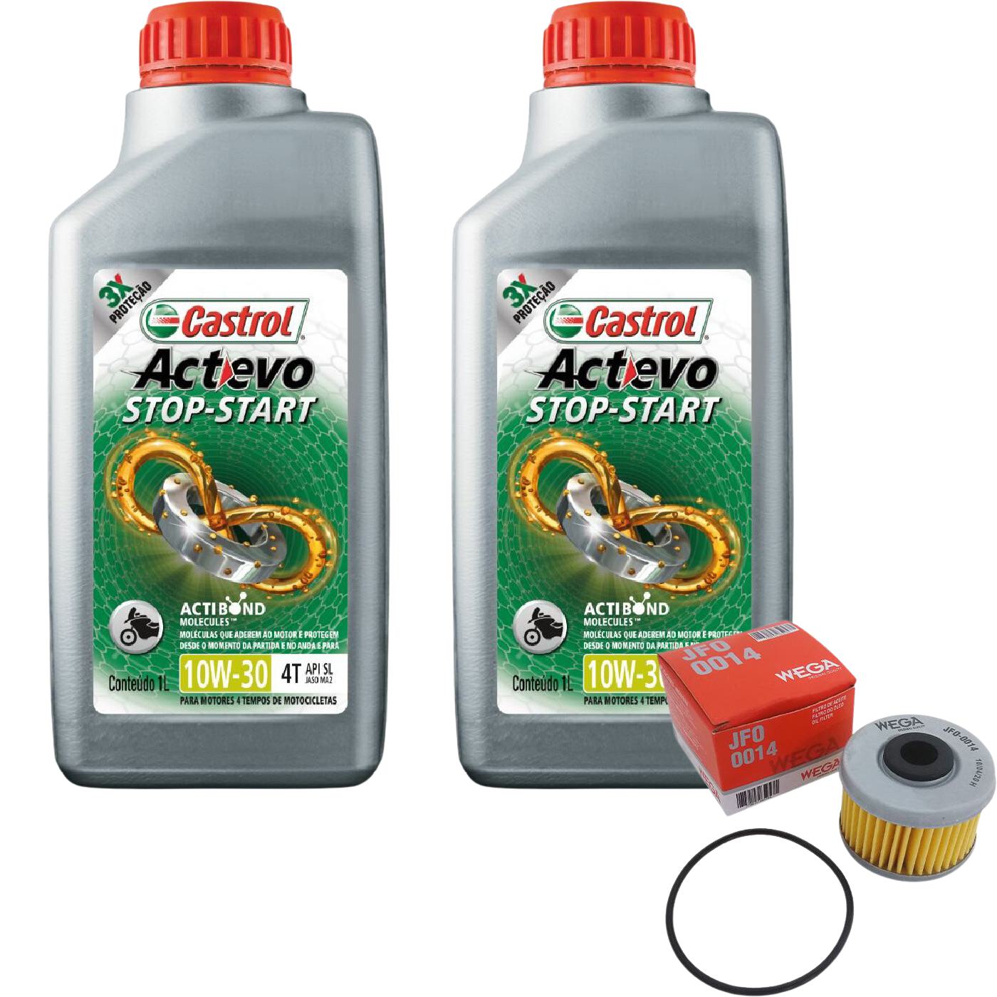 Kit Filtro e 2L Óleo Motor 10W30 Actevo - Castrol / Wega - 3430728 / JFO-0014