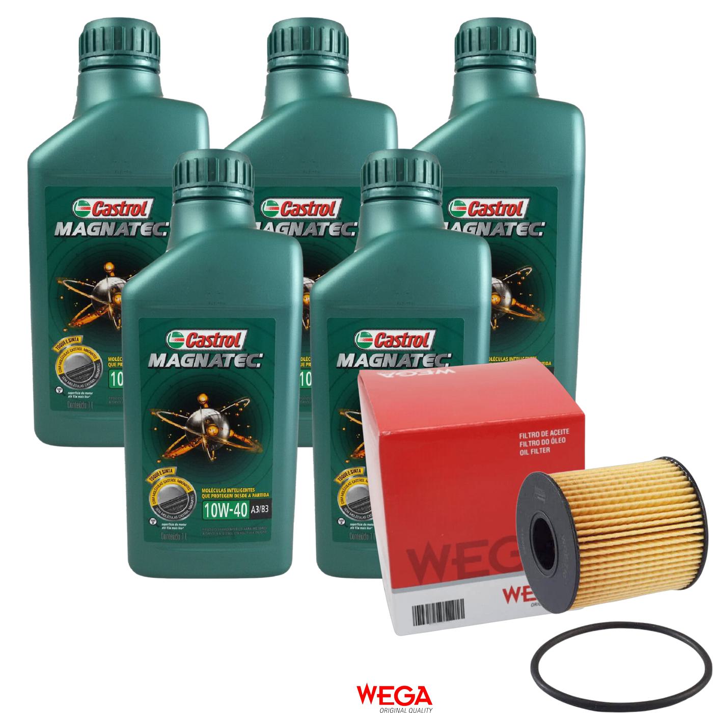 Kit Filtro e 5L Óleo Motor 10W40 Magnatec - Castrol / Wega - 3438392 / WOE-710