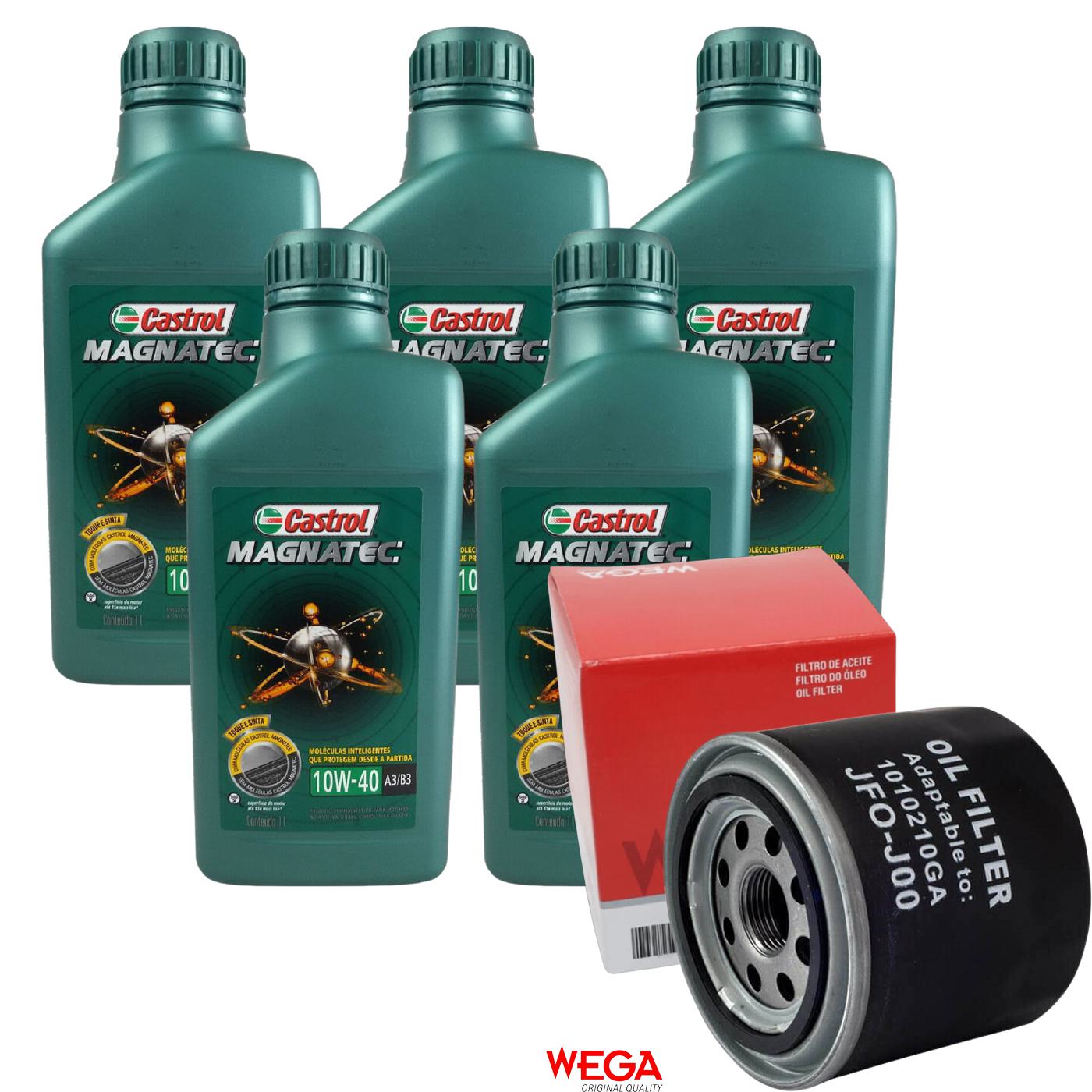 Kit Filtro e 5L Óleo Motor 10W40 Magnatec - Castrol / Wega - 3438392 / JFO-0J00