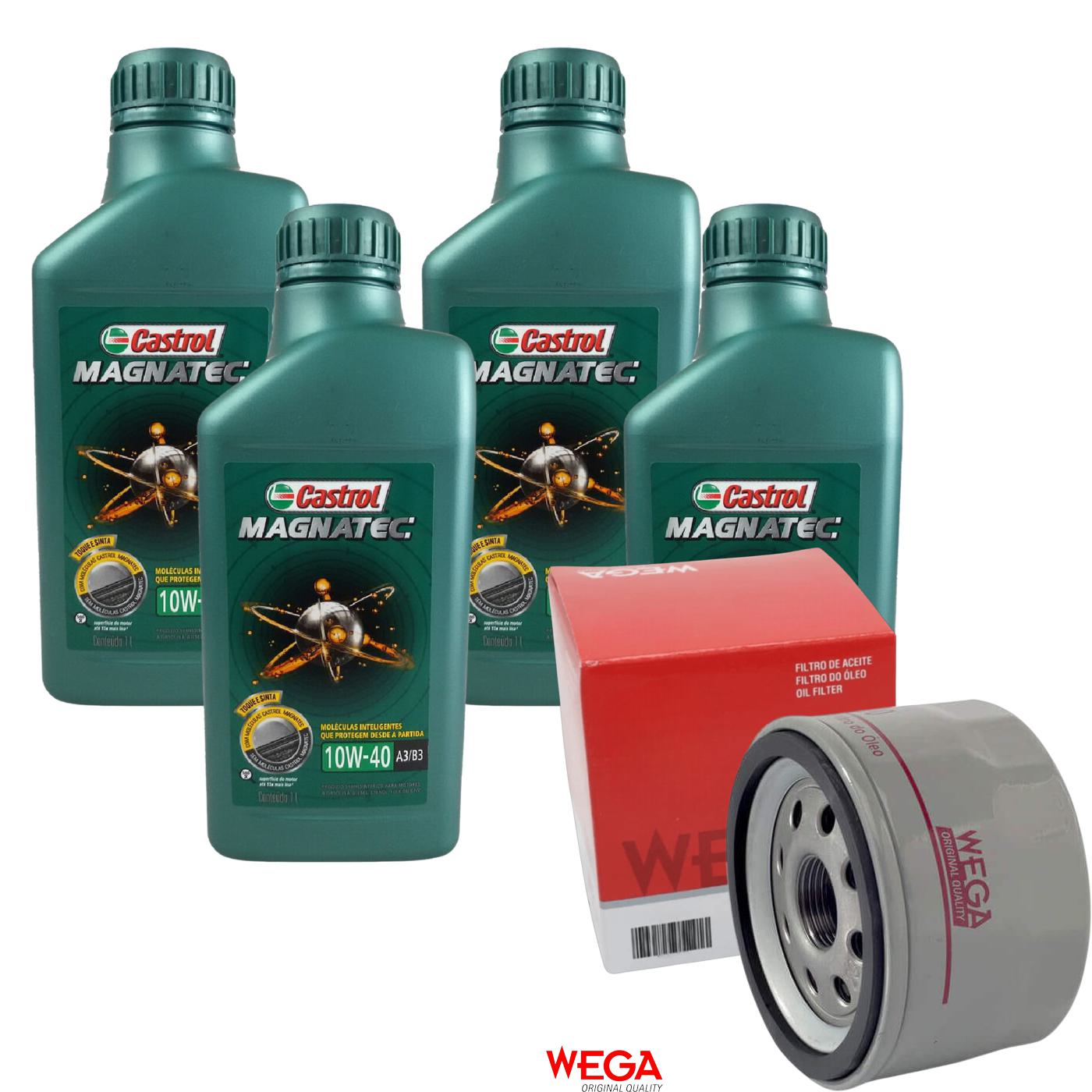 Kit Filtro e 4L Óleo Motor 10W40 Magnatec - Castrol / Wega - 3438392 / WO-200