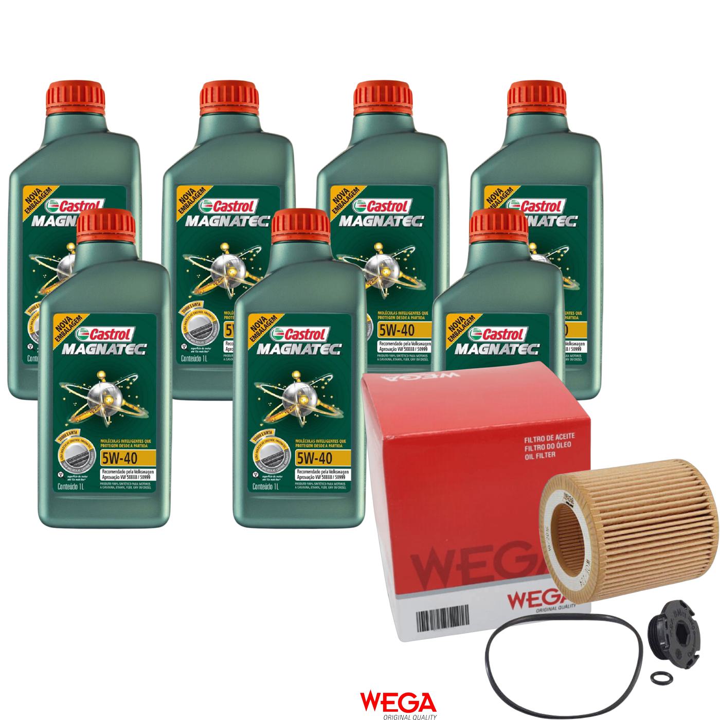 Kit Filtro e 7L Óleo Motor 5W40 Magnatec - Castrol / Wega - 3438139 / WOE-224