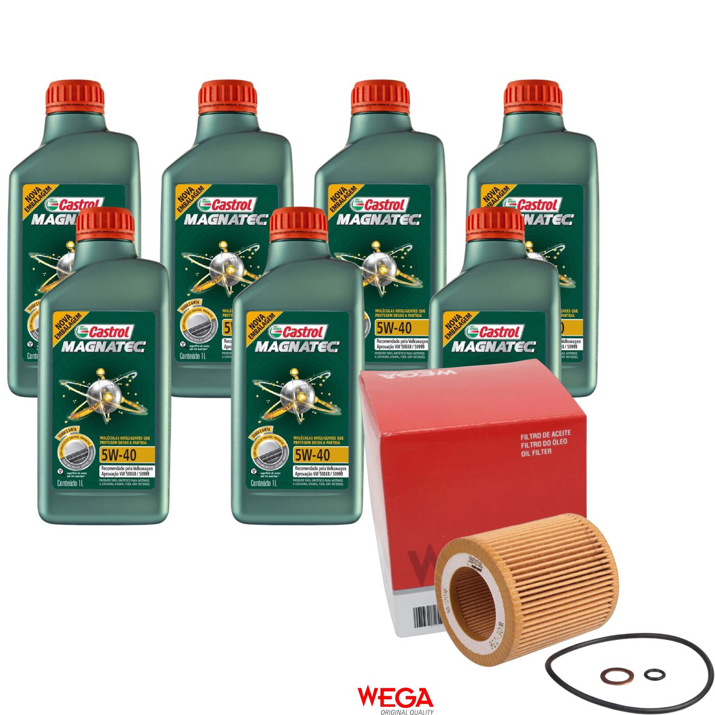 Kit Filtro e 7L Óleo Motor 5W40 Magnatec - Castrol / Wega - 3438139 / WOE-236