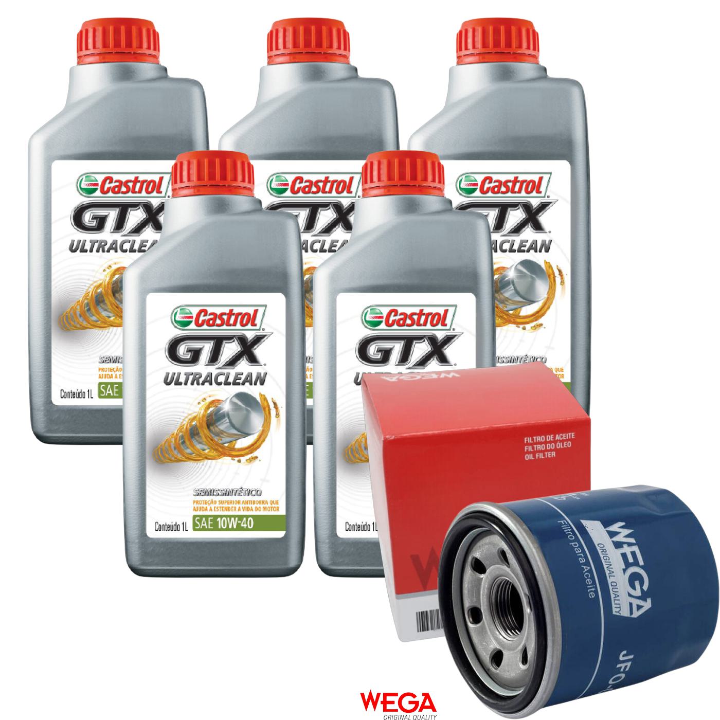 Kit Filtro e 5L Óleo Motor 10W40 GTX - Castrol / Wega - 3436727 / JFO-0H00