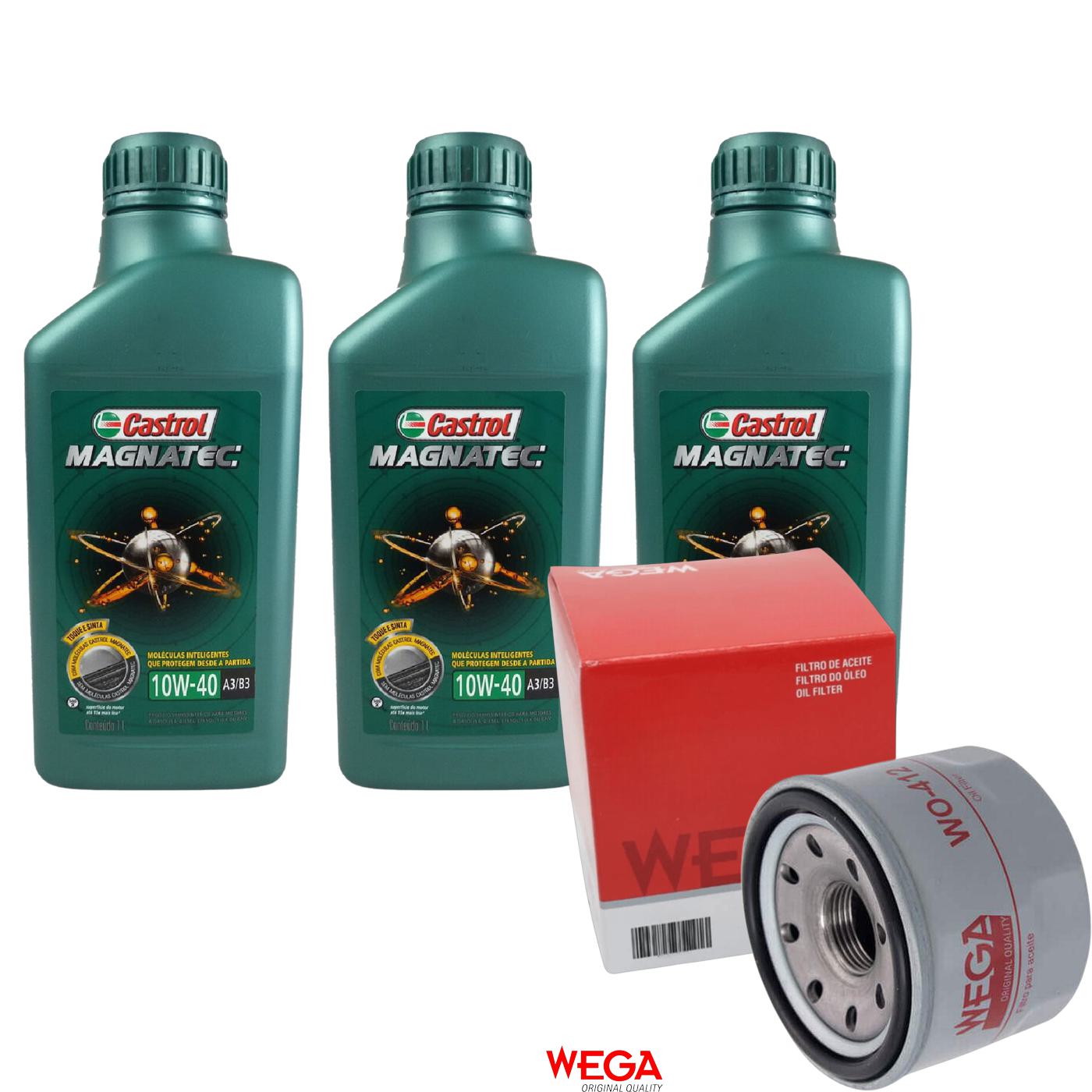 Kit Filtro e 3L Óleo Motor 10W40 Magnatec - Castrol / Wega - 3438392 / WO-412