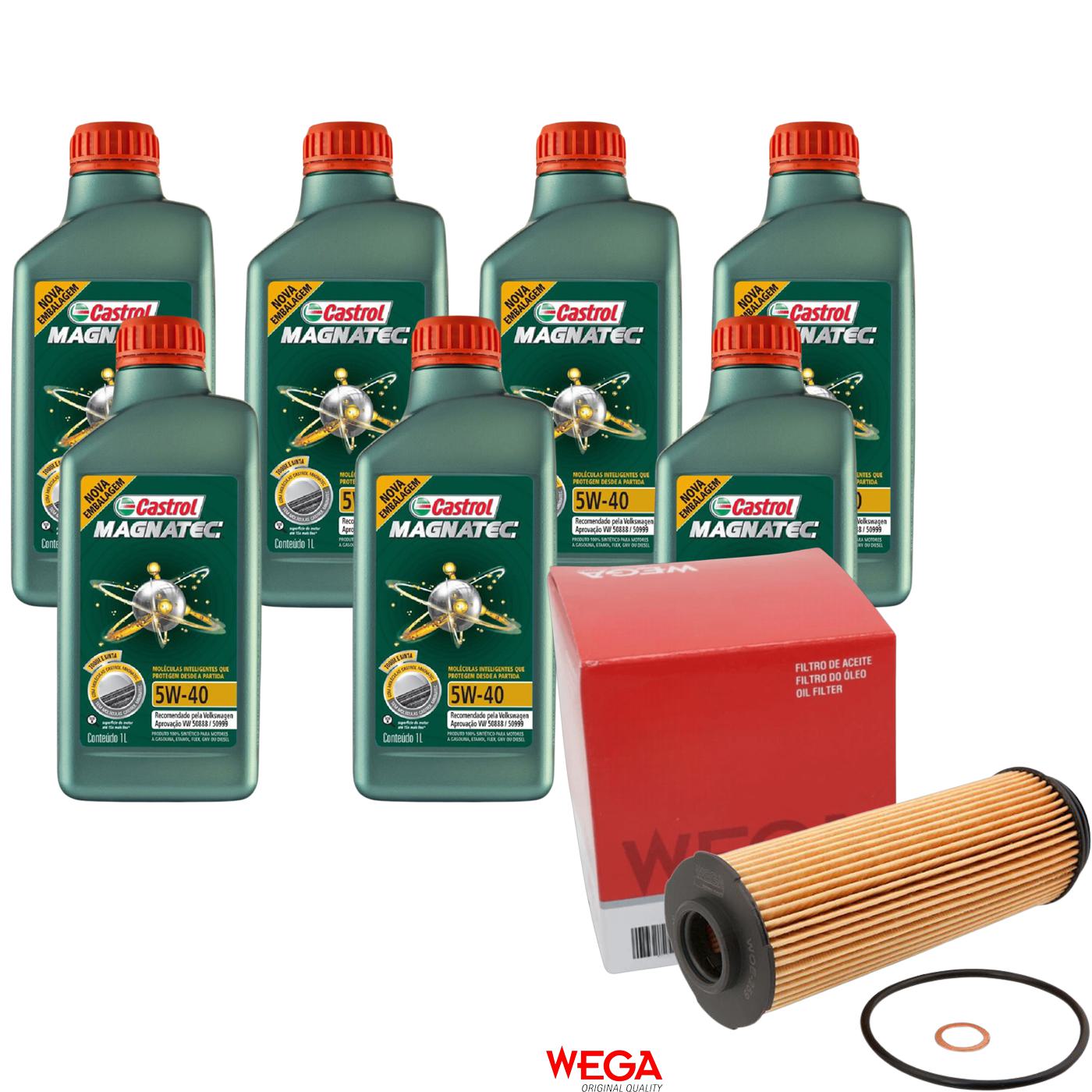 Kit Filtro e 7L Óleo Motor 5W40 Magnatec - Castrol / Wega - 3438139 / WOE-259