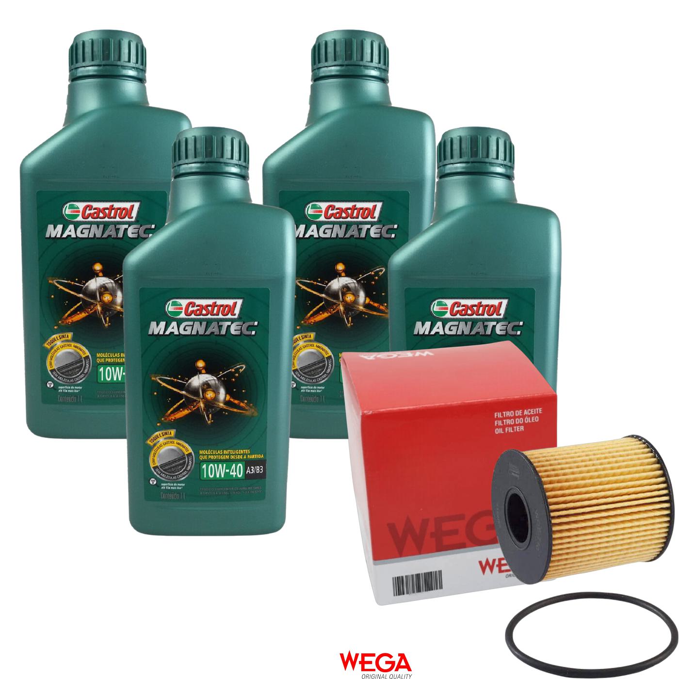 Kit Filtro e 4L Óleo Motor 10W40 Magnatec - Castrol / Wega - 3438392 / WOE-710