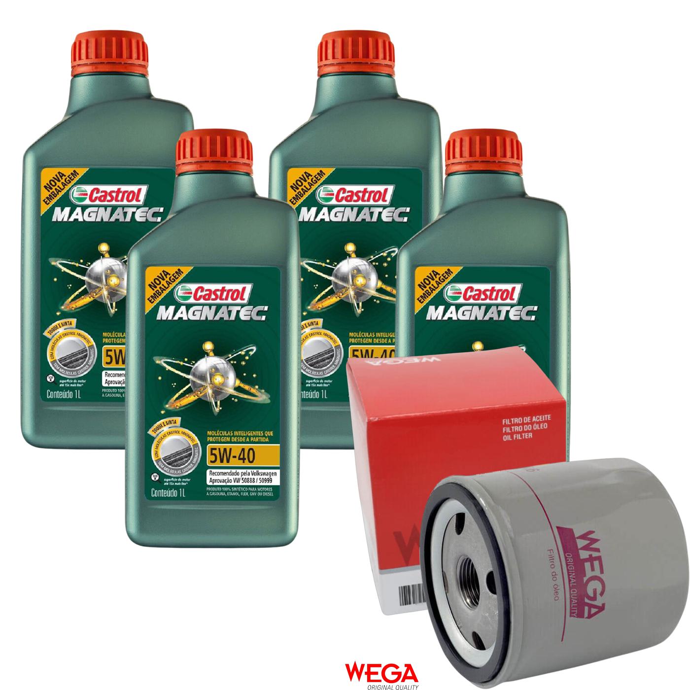 Kit Filtro e 4L Óleo Motor 5W40 Magnatec - Castrol / Wega - 3438139 / WO-346