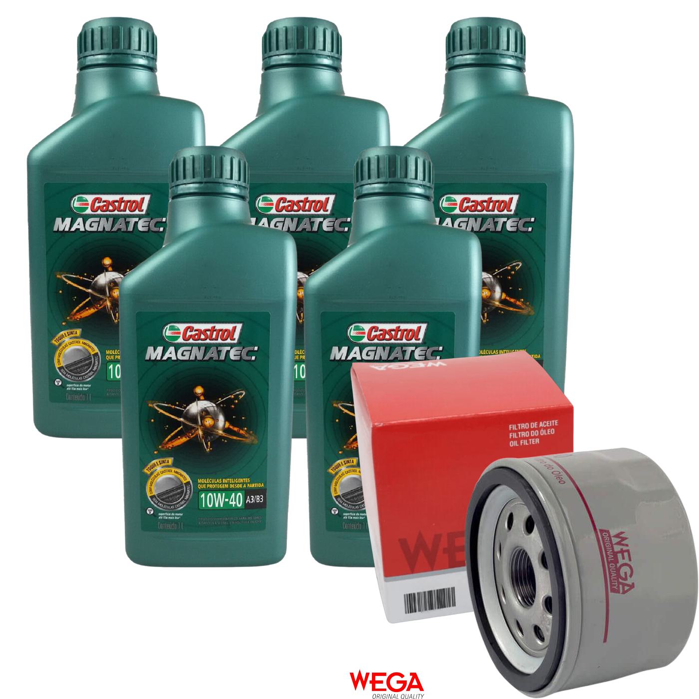 Kit Filtro e 5L Óleo Motor 10W40 Magnatec - Castrol / Wega - 3438392 / WO-200