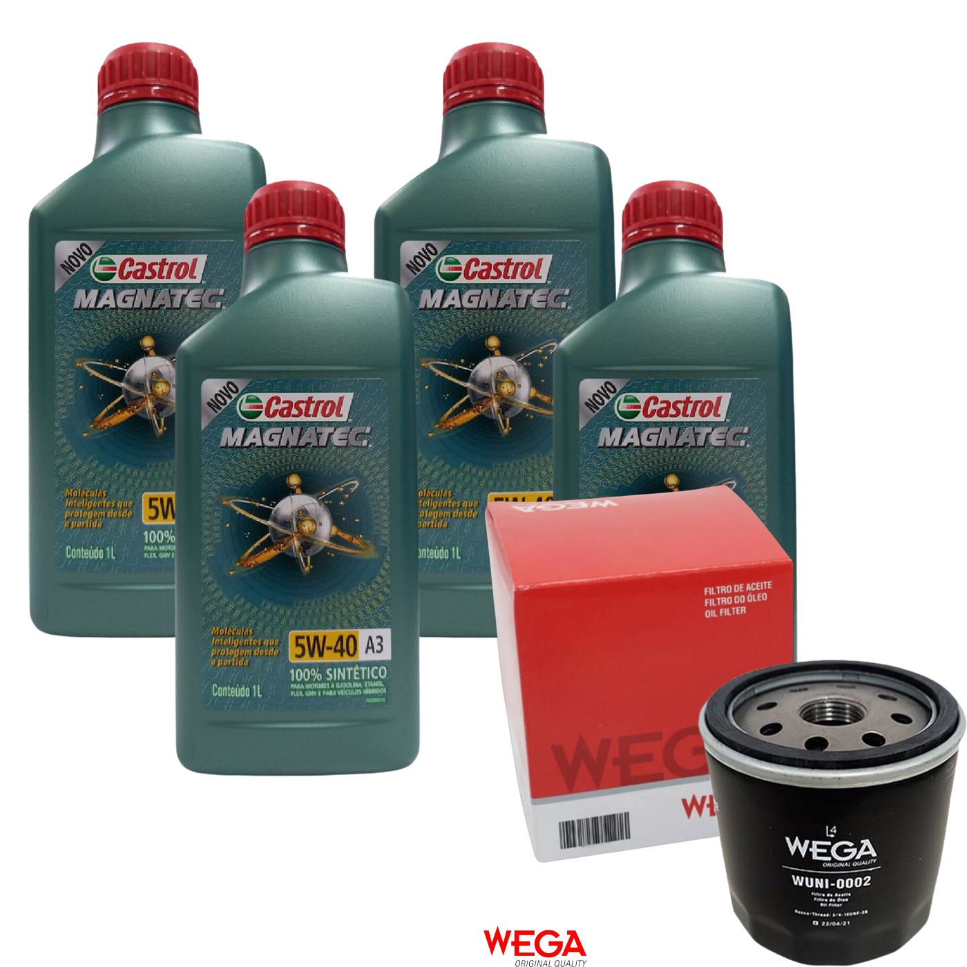 Kit Filtro e 4L Óleo Motor 5W40 Magnatec - Castrol / Wega - 3436621 / WUNI-0002