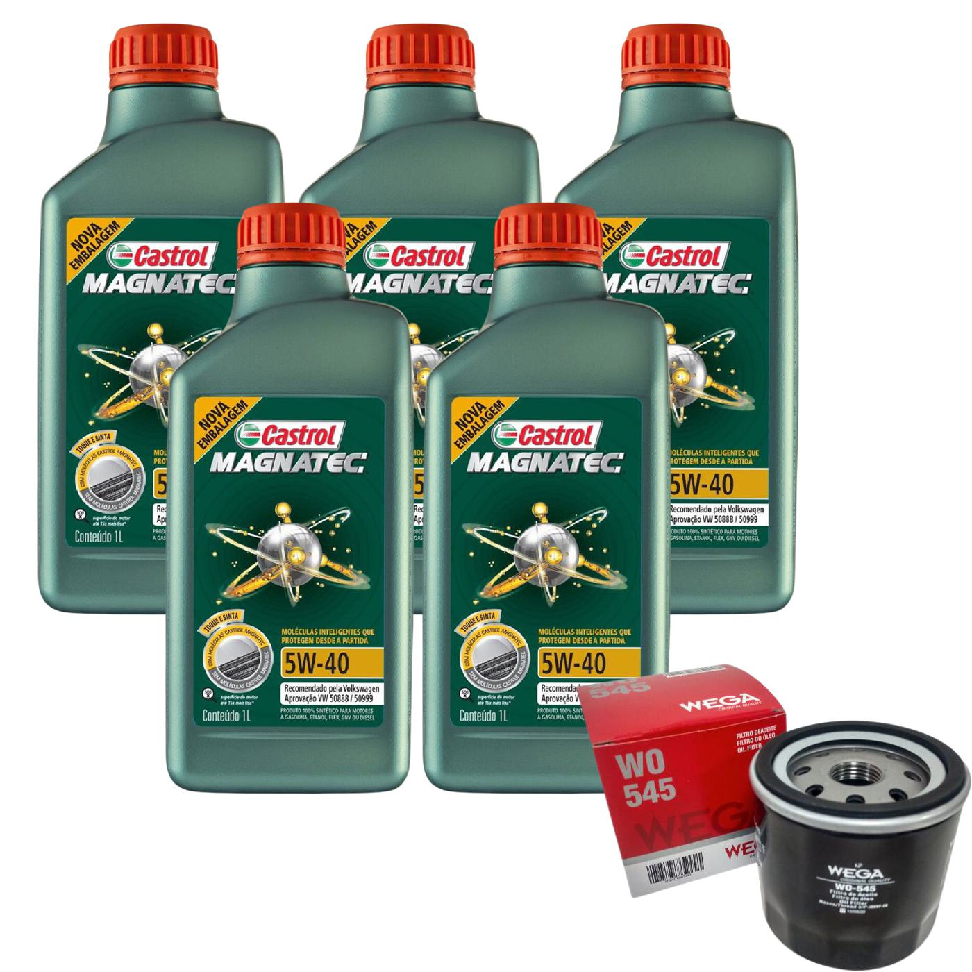Kit Filtro e 5L Óleo Motor 5W40 Magnatec - Castrol / Wega - 3438139 / WO-545