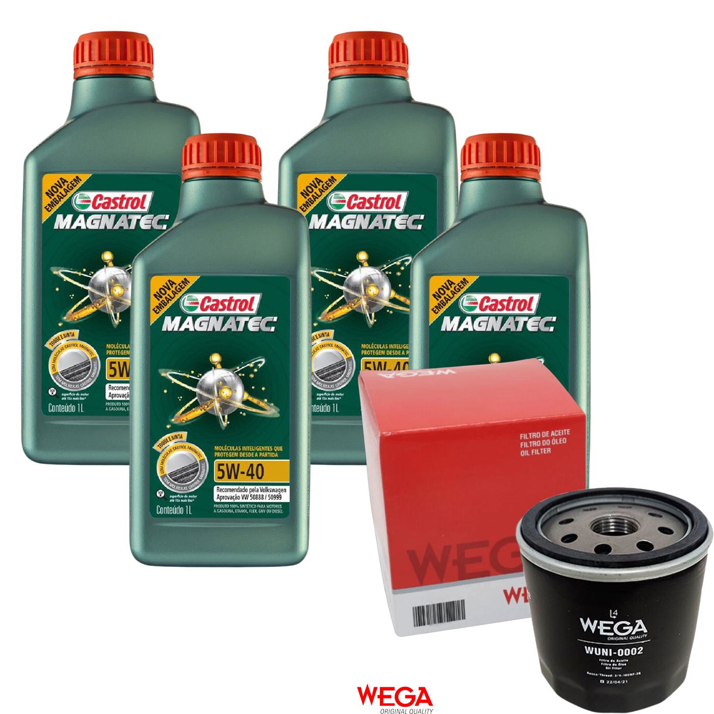 Kit Filtro e 4L Óleo Motor 5W40 Magnatec - Castrol / Wega - 3438139 / WUNI-0002