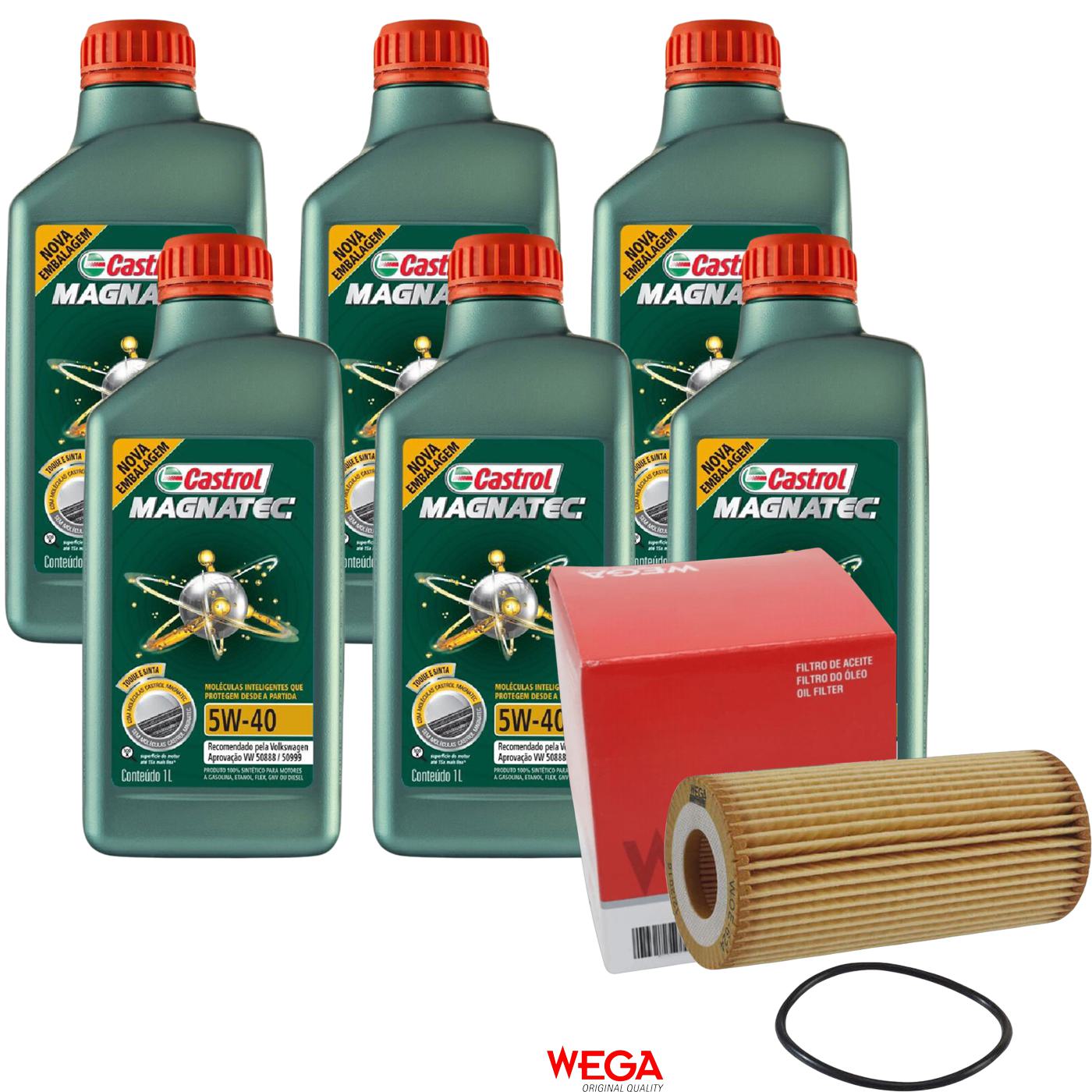Kit Filtro e 6L Óleo Motor 5W40 Magnatec - Castrol / Wega - 3438139 / WOE-624