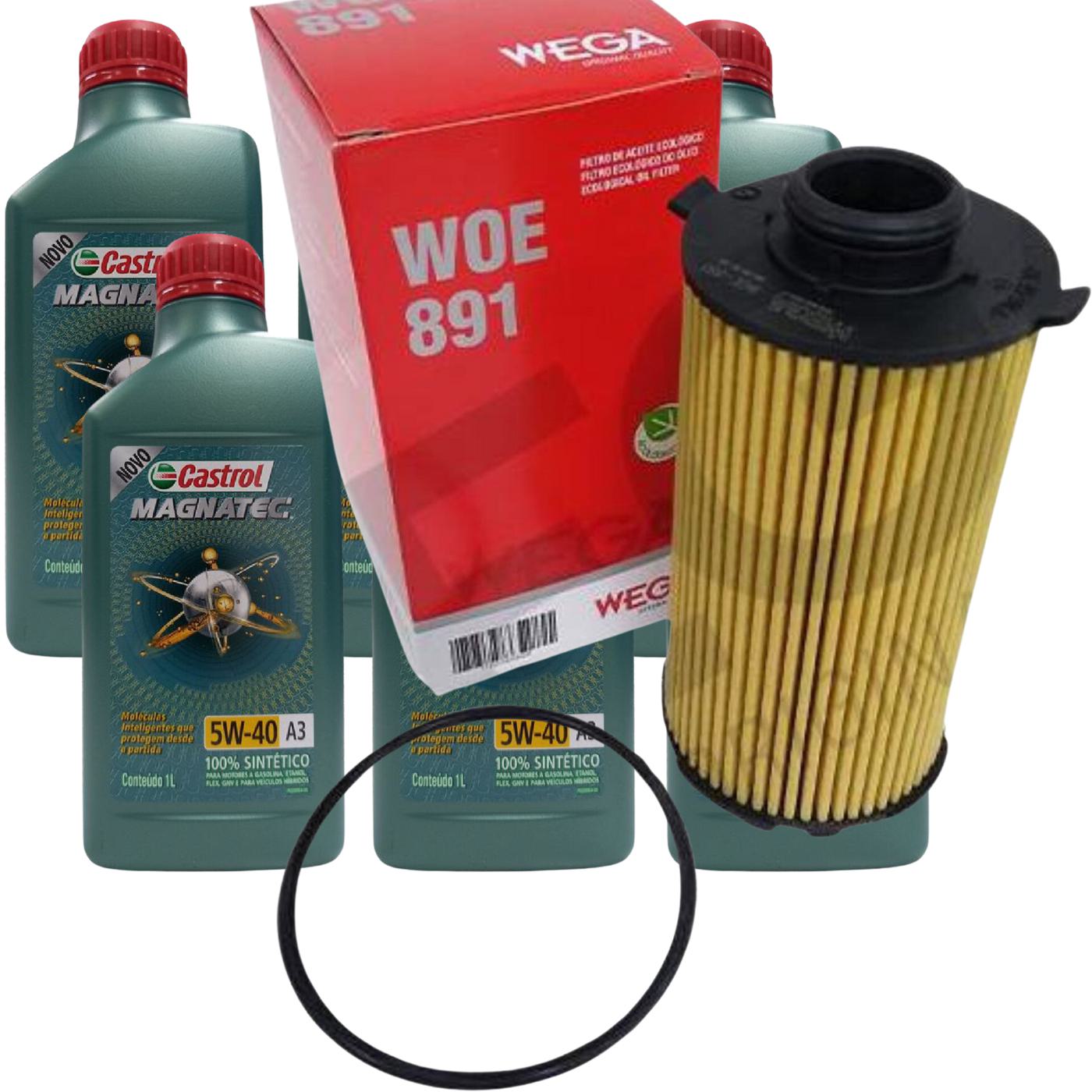 Kit Filtro e 6L Óleo Motor 5W40 Magnatec - Castrol / Wega - 3436621 / WOE-891