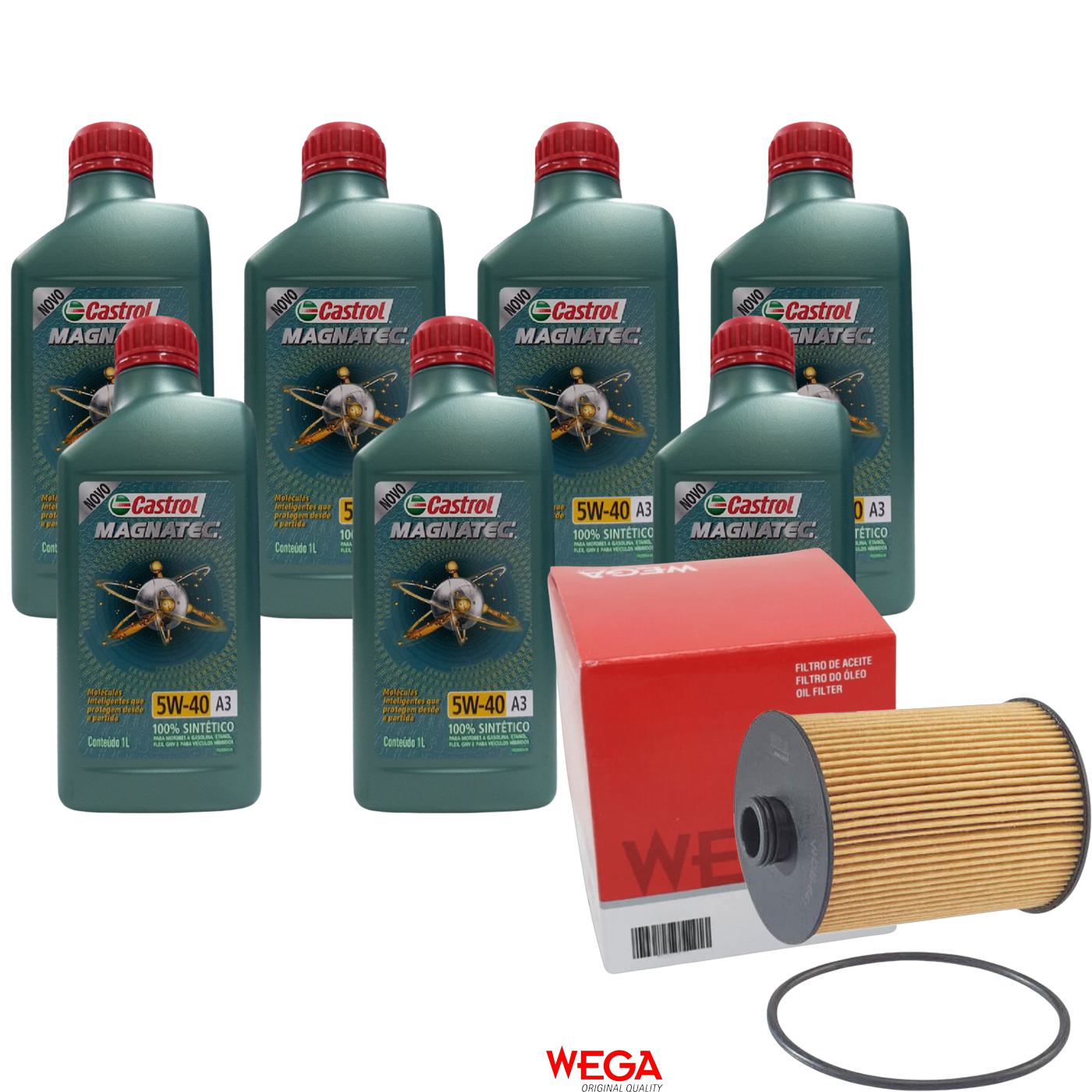 Kit Filtro e 7L Óleo Motor 5W40 Magnatec - Castrol / Wega - 3436621 / WOE-641