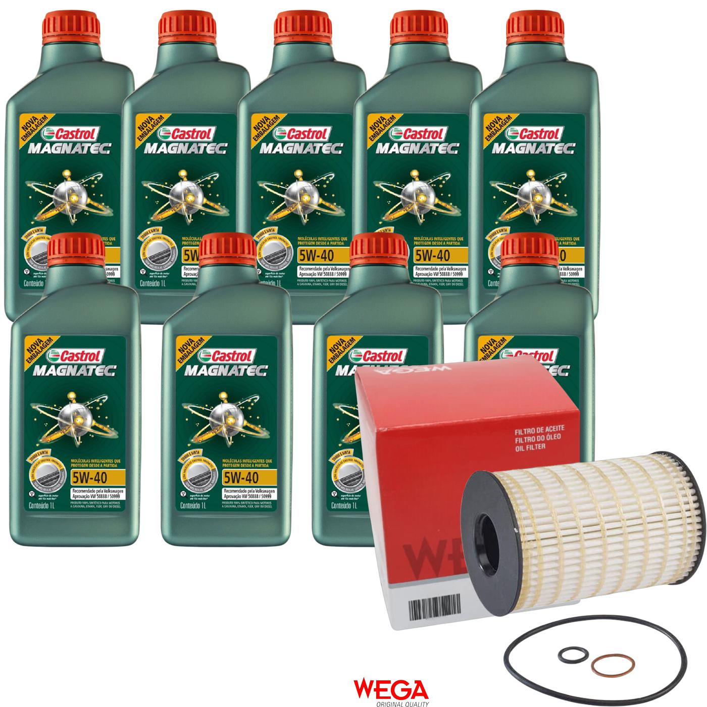 Kit Filtro e 9L Óleo Motor 5W40 Magnatec - Castrol / Wega - 3438139 / WOE-251