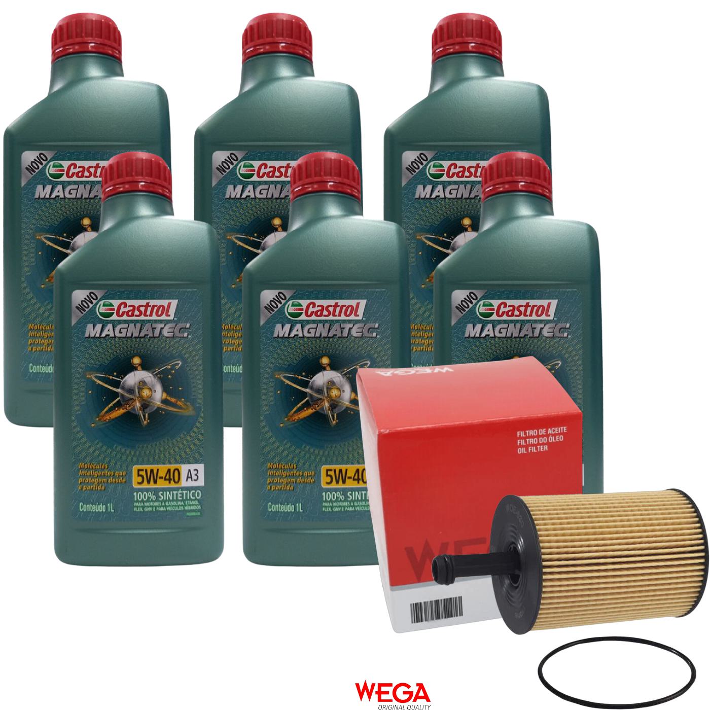 Kit Filtro e 6L Óleo Motor 5W40 Magnatec - Castrol / Wega - 3436621 / WOE-630