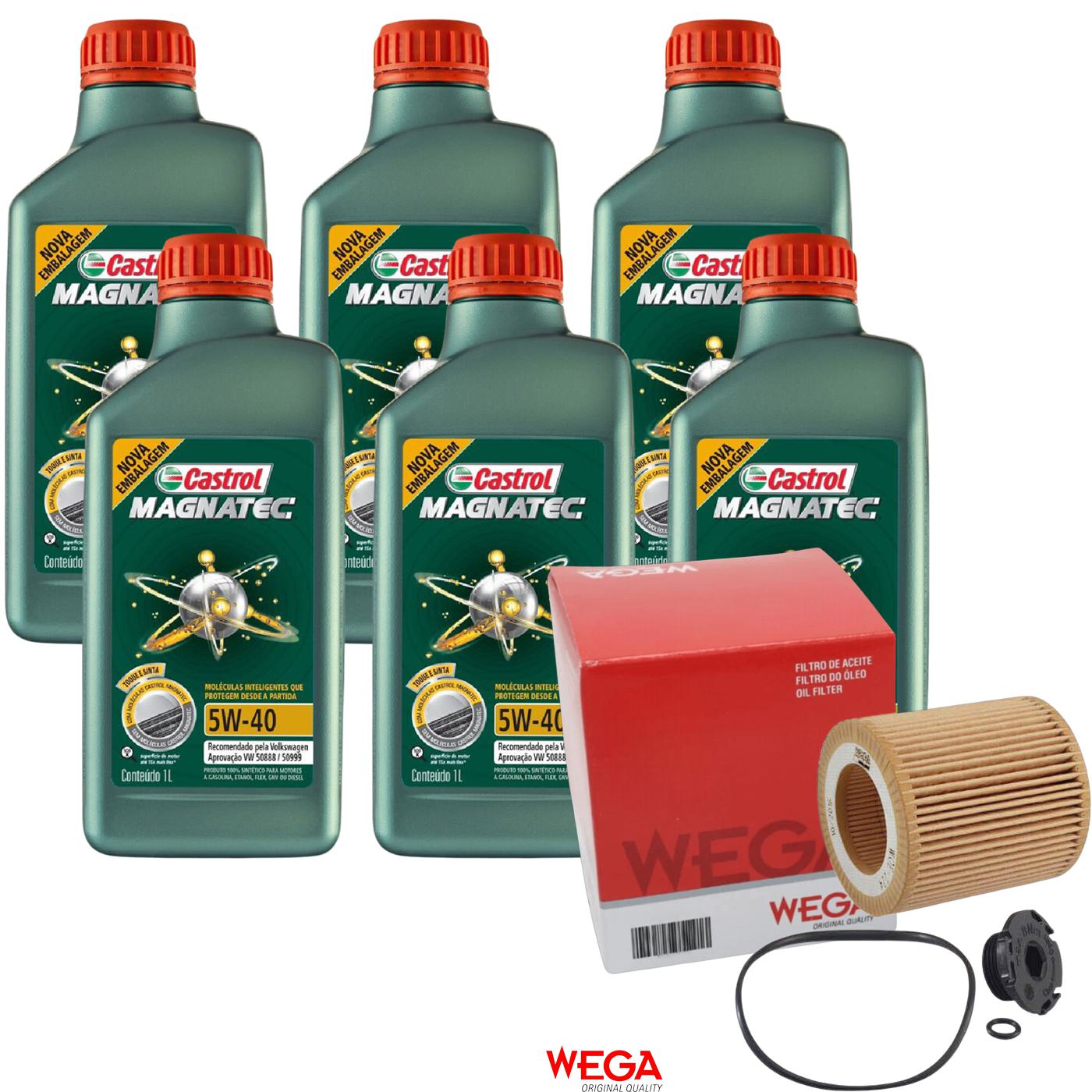 Kit Filtro e 6L Óleo Motor 5W40 Magnatec - Castrol / Wega - 3438139 / WOE-224
