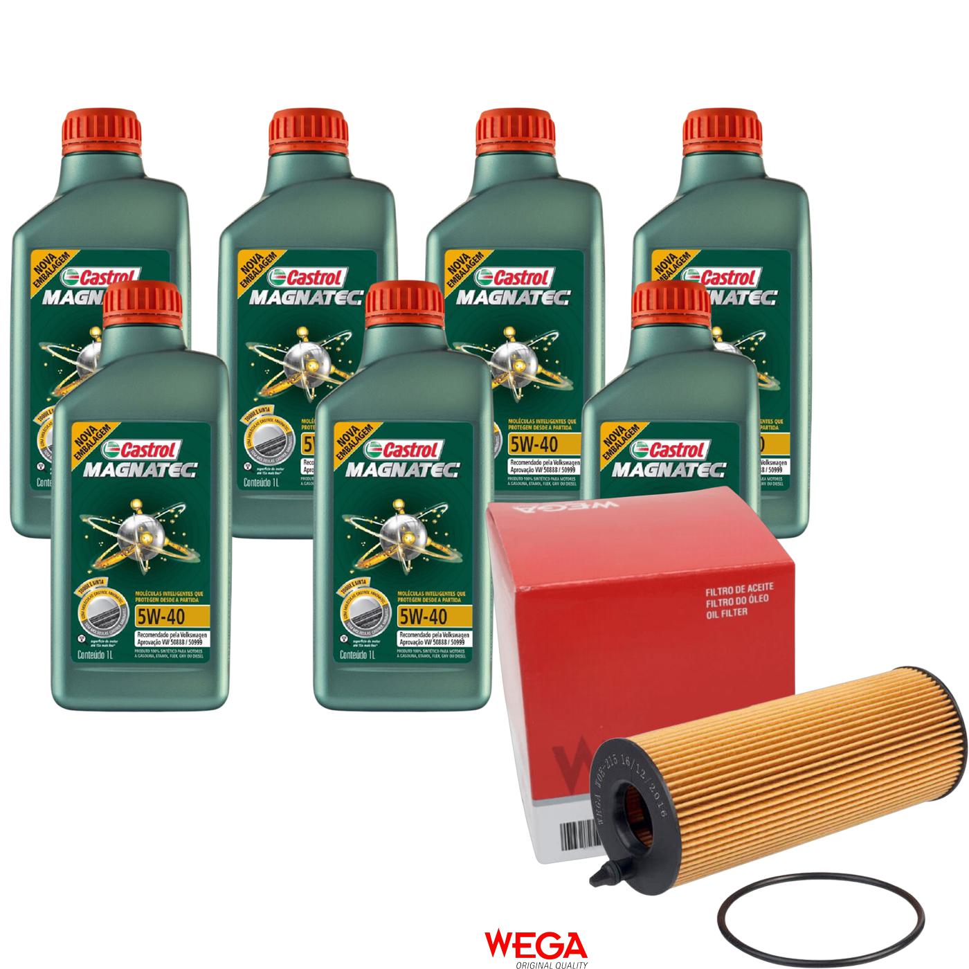 Kit Filtro e 7L Óleo Motor 5W40 Magnatec - Castrol / Wega - 3438139 / WOE-215
