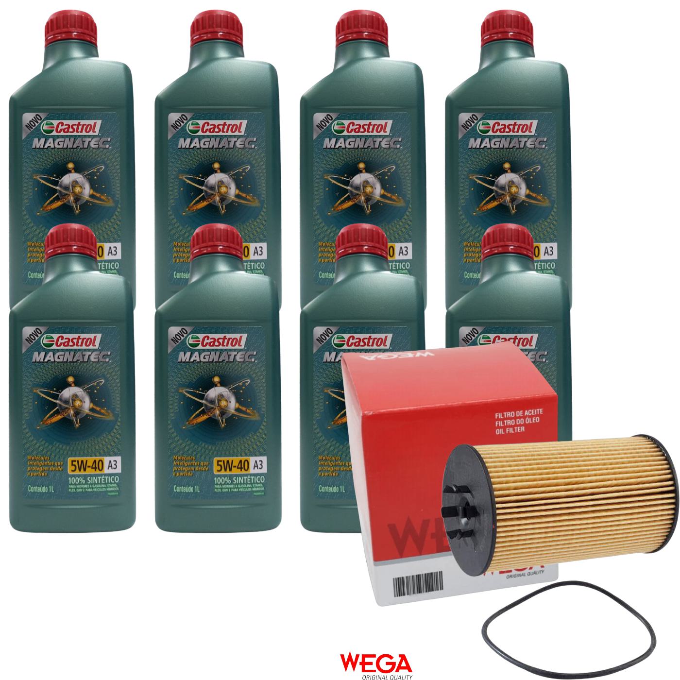 Kit Filtro e 8L Óleo Motor 5W40 Magnatec - Castrol / Wega - 3436621 / WOE-453